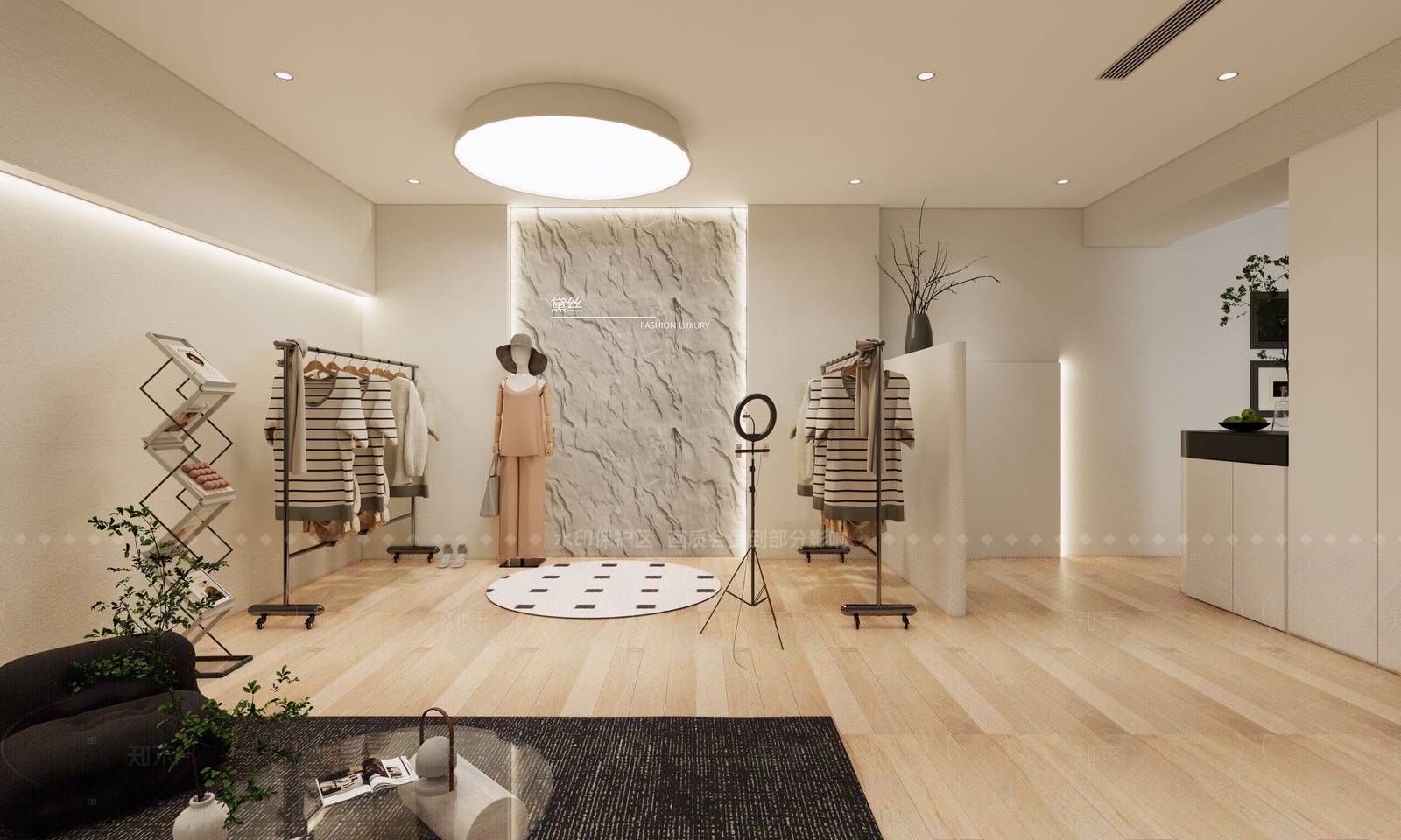 奶油侘寂服装店SU模型下载【ID:1206072560】