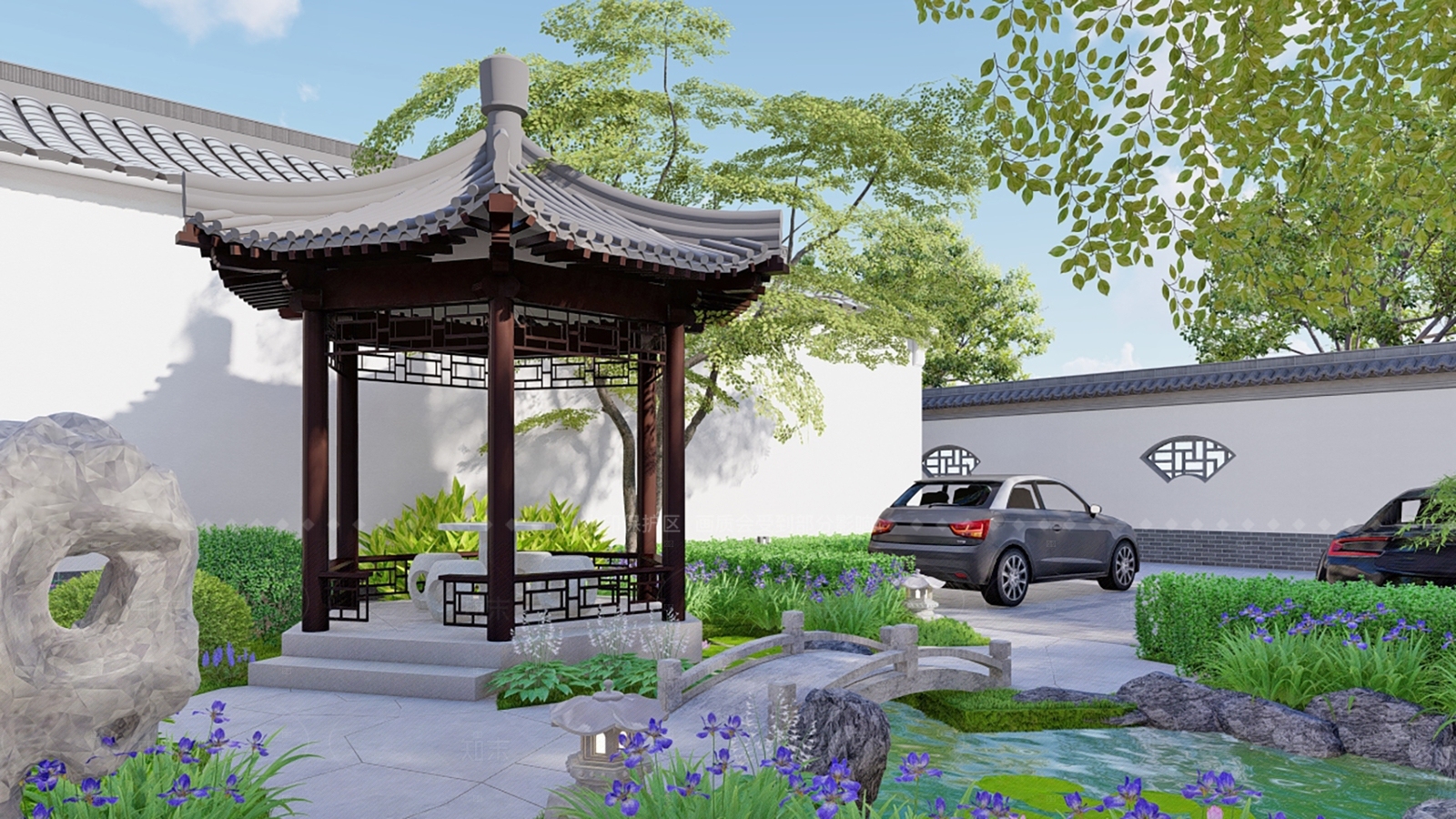 新中式现代乡村庭院SU模型下载【ID:1206073291】