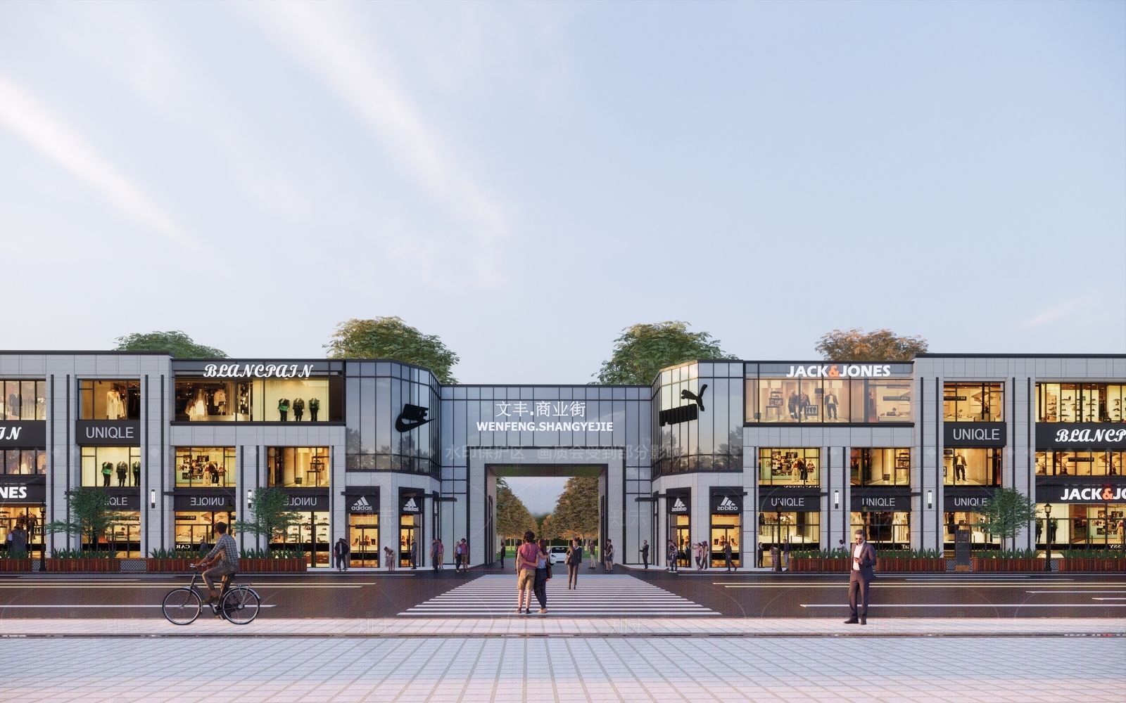 现代欧式商业街SU模型下载【ID:1206154591】