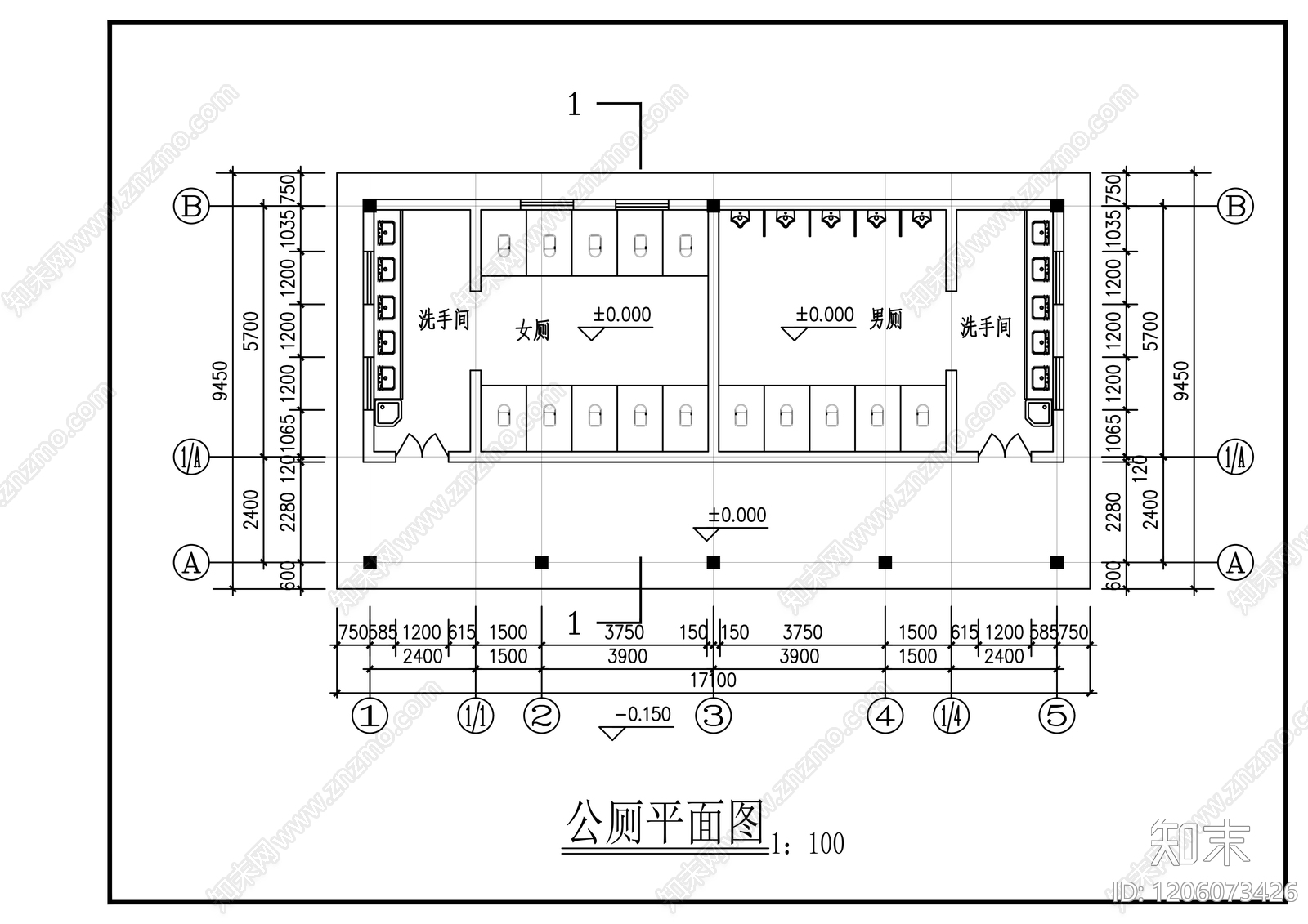现代公厕cad施工图下载【ID:1206073426】