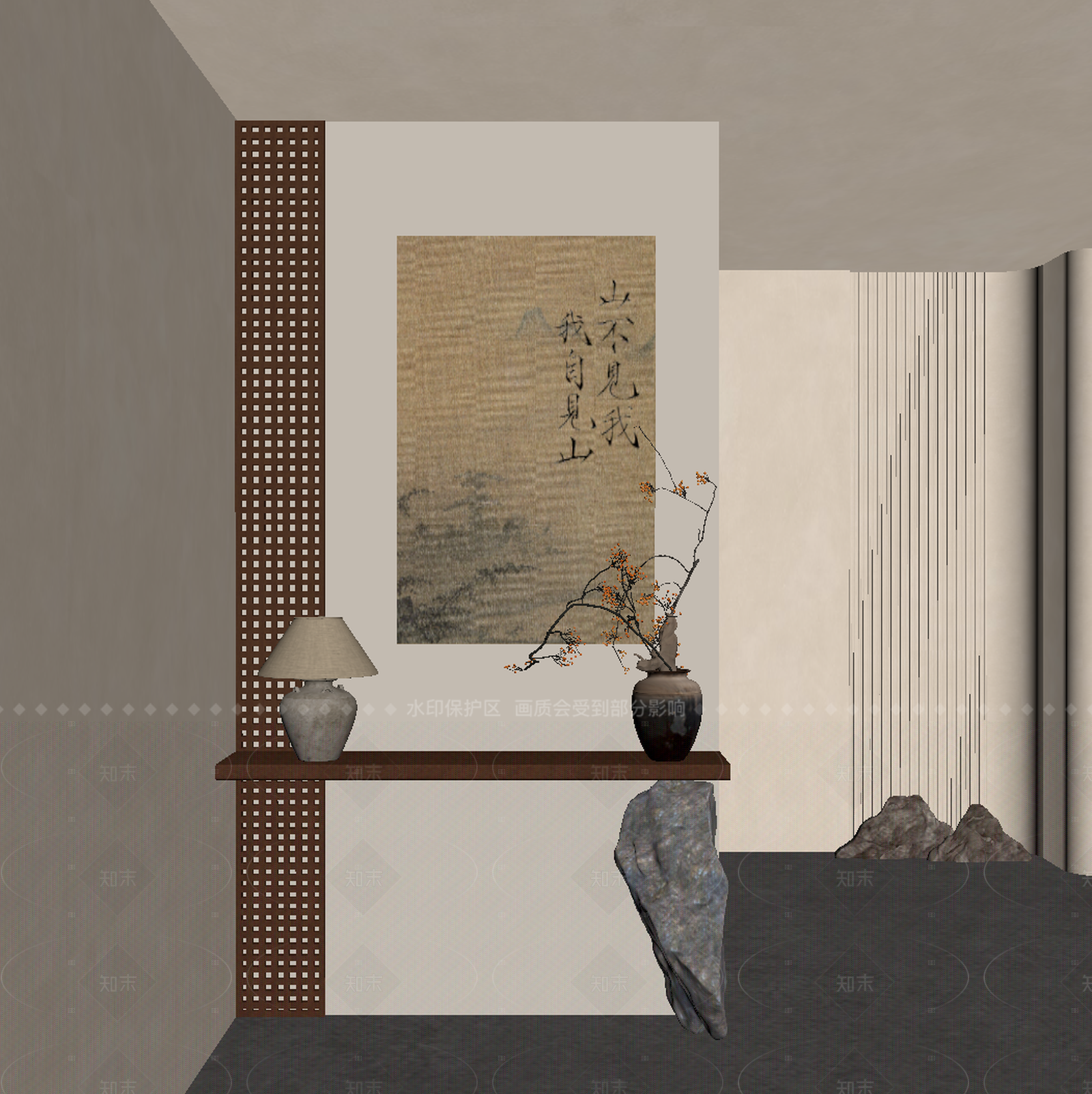 新中式玄关SU模型下载【ID:1206078058】