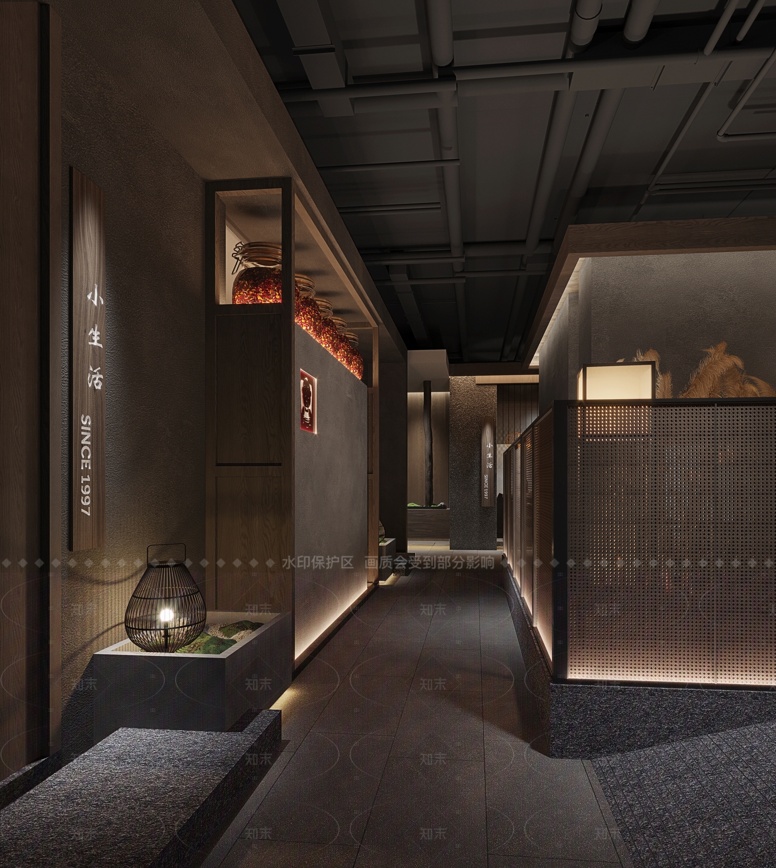 现代侘寂中餐厅3D模型下载【ID:1206078711】