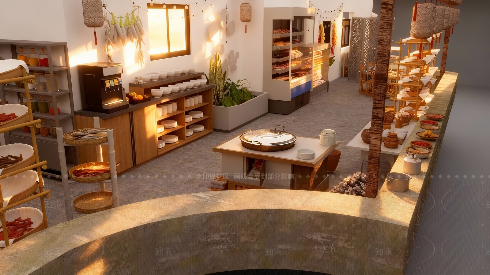 新中式复古火锅店SU模型下载【ID:1206079252】