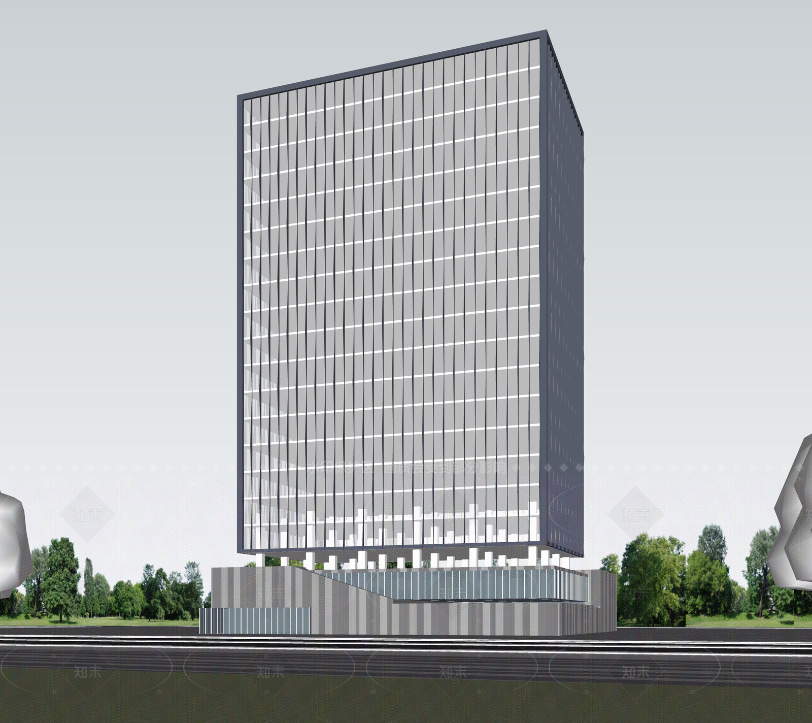 现代酒店建筑SU模型下载【ID:1206080225】