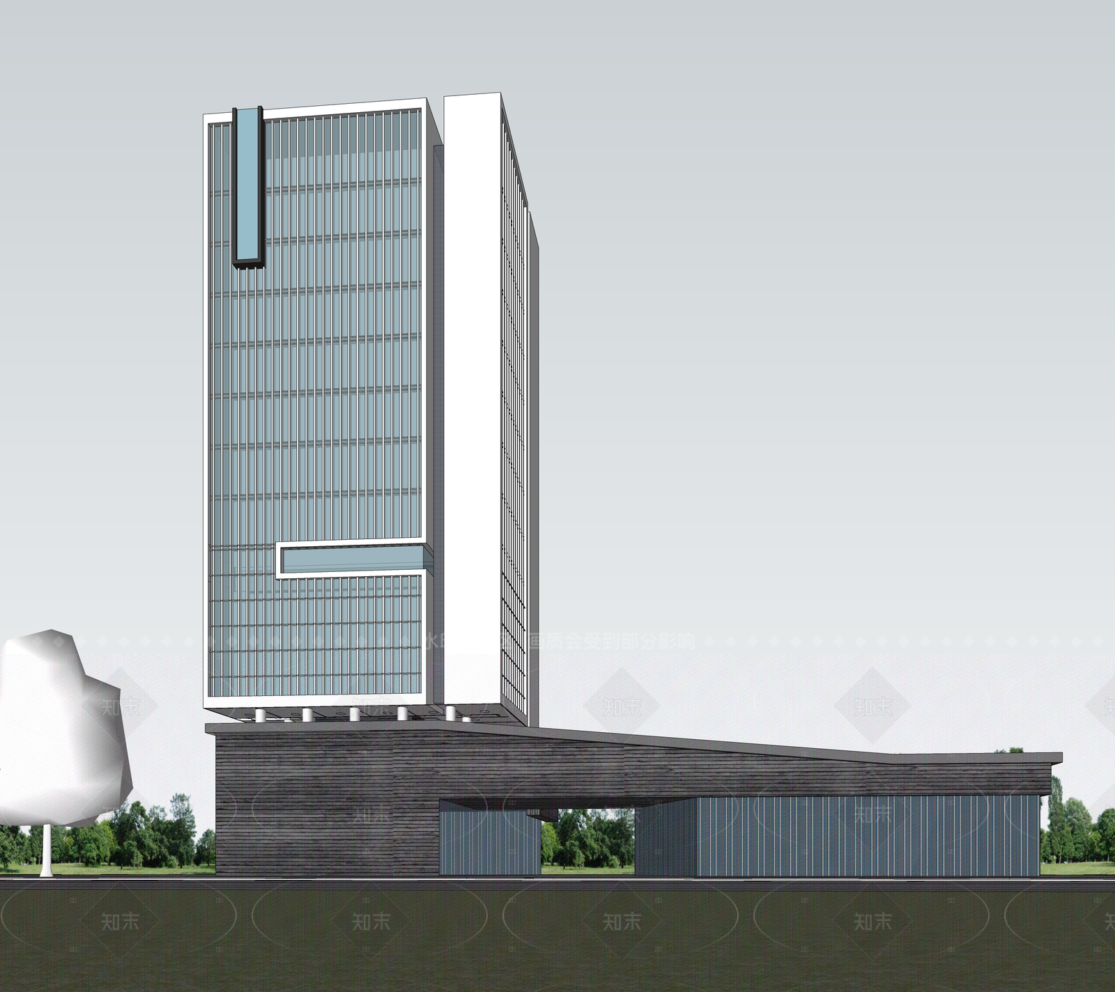 现代酒店建筑SU模型下载【ID:1206080383】