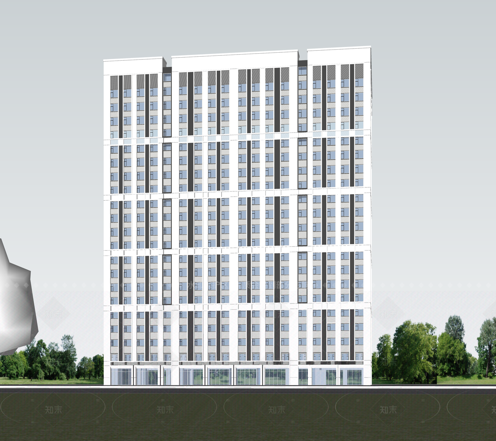 现代酒店建筑SU模型下载【ID:1206080374】