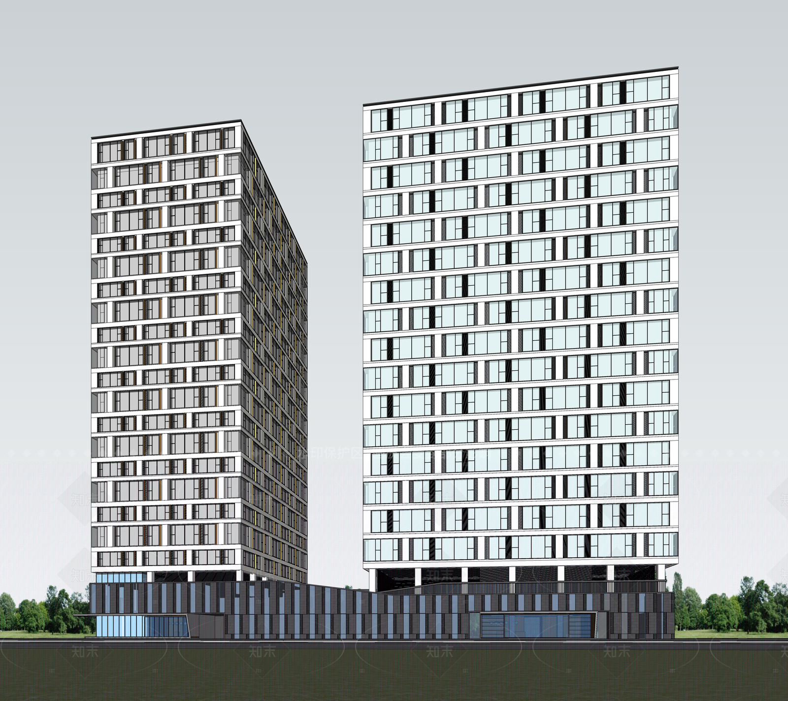 现代酒店建筑SU模型下载【ID:1206080468】