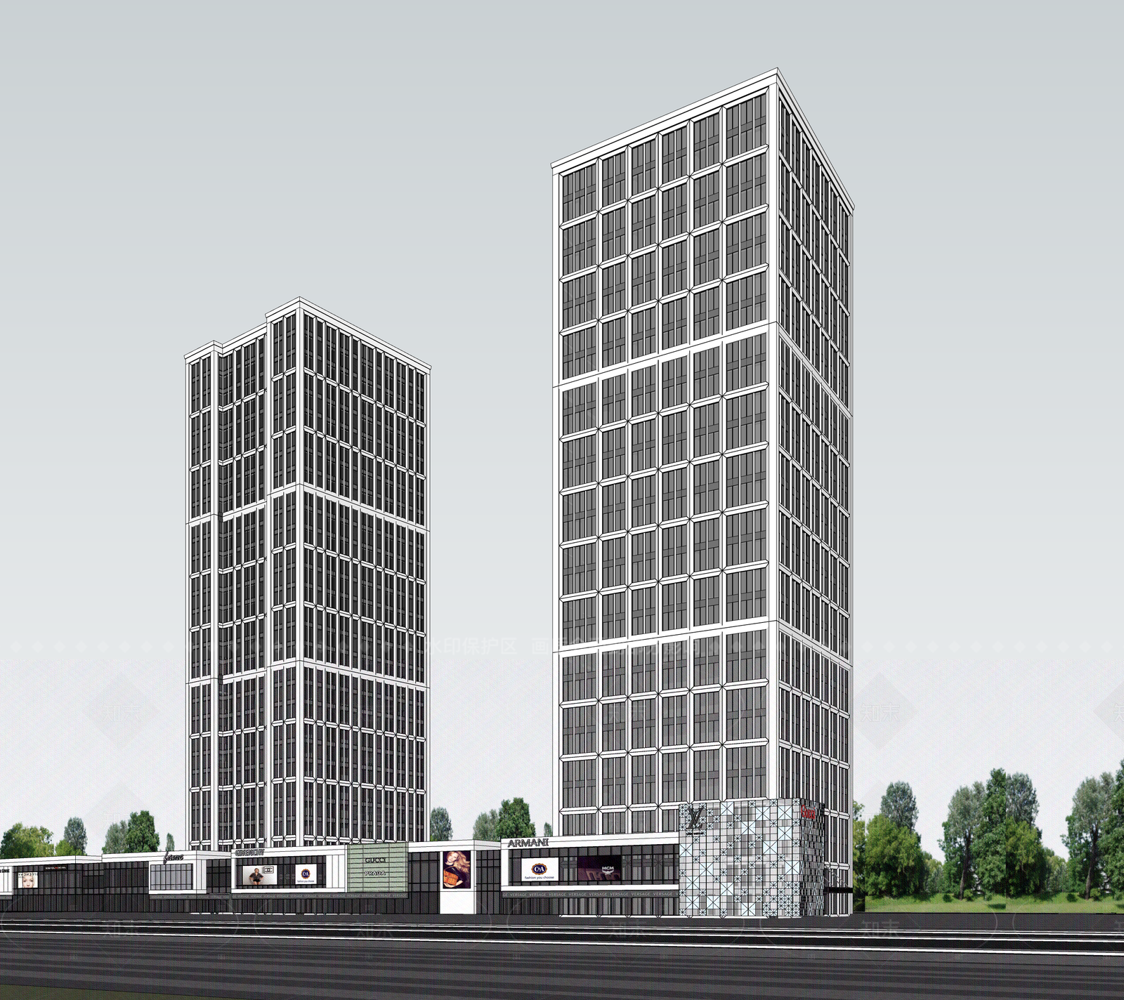 现代酒店建筑SU模型下载【ID:1206080594】