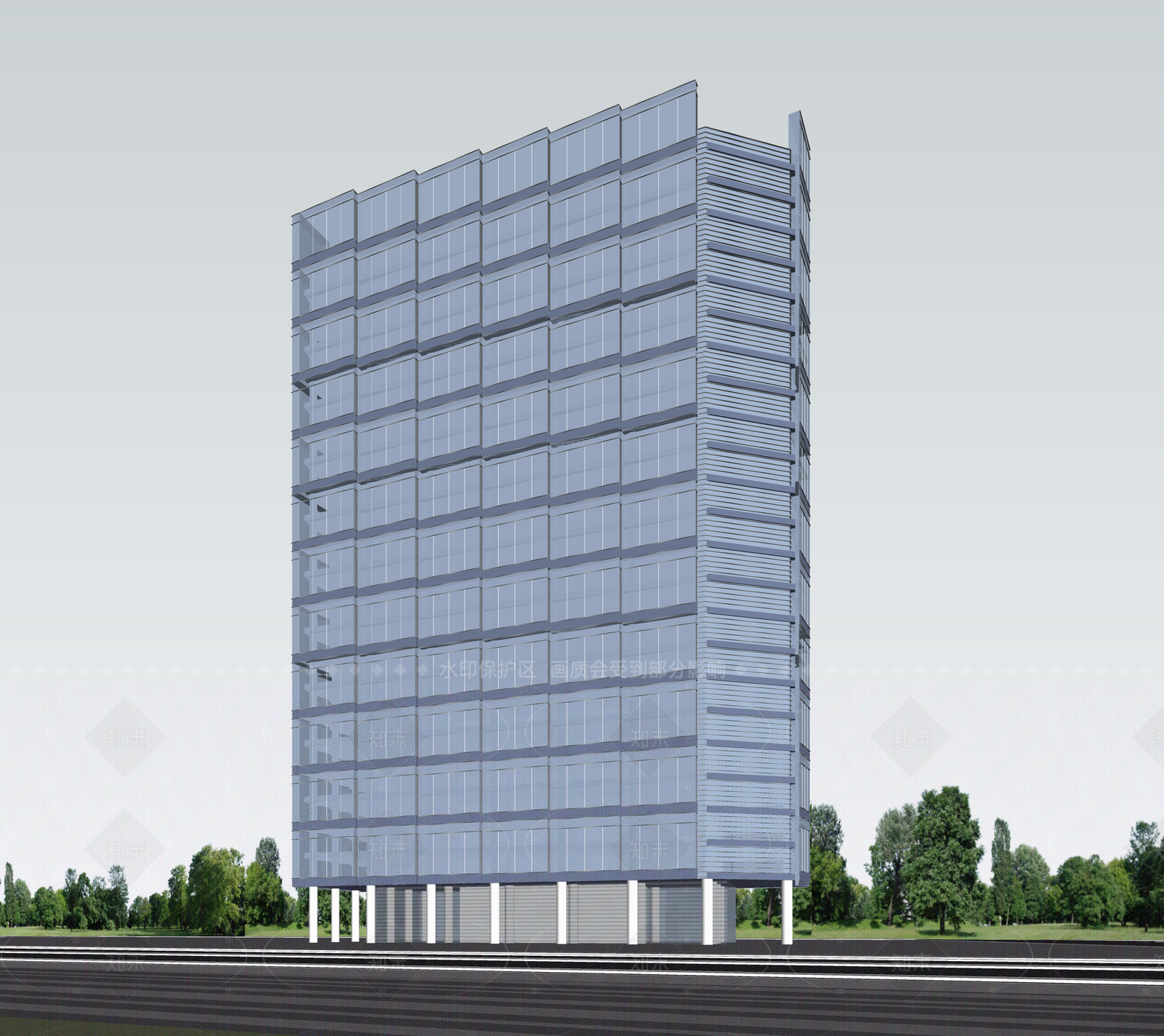 现代酒店建筑SU模型下载【ID:1206080599】