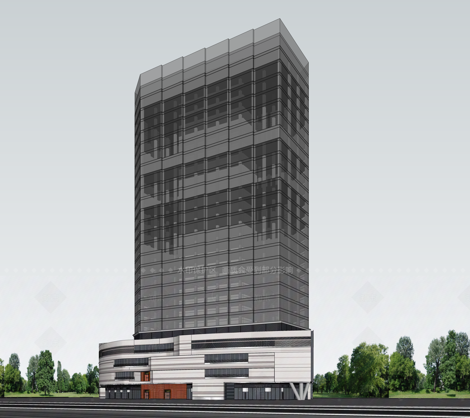 现代酒店建筑SU模型下载【ID:1206080634】