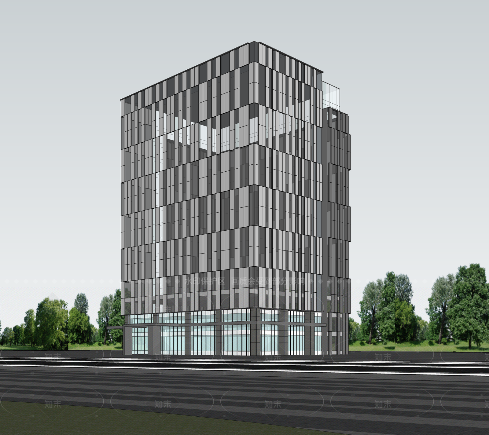 现代酒店建筑SU模型下载【ID:1206080815】