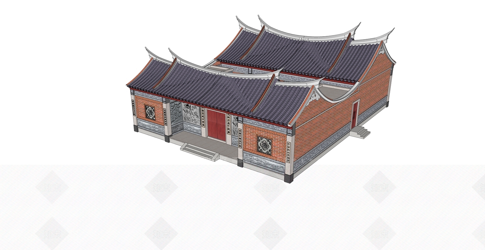 中式寺庙建筑SU模型下载【ID:1206085512】