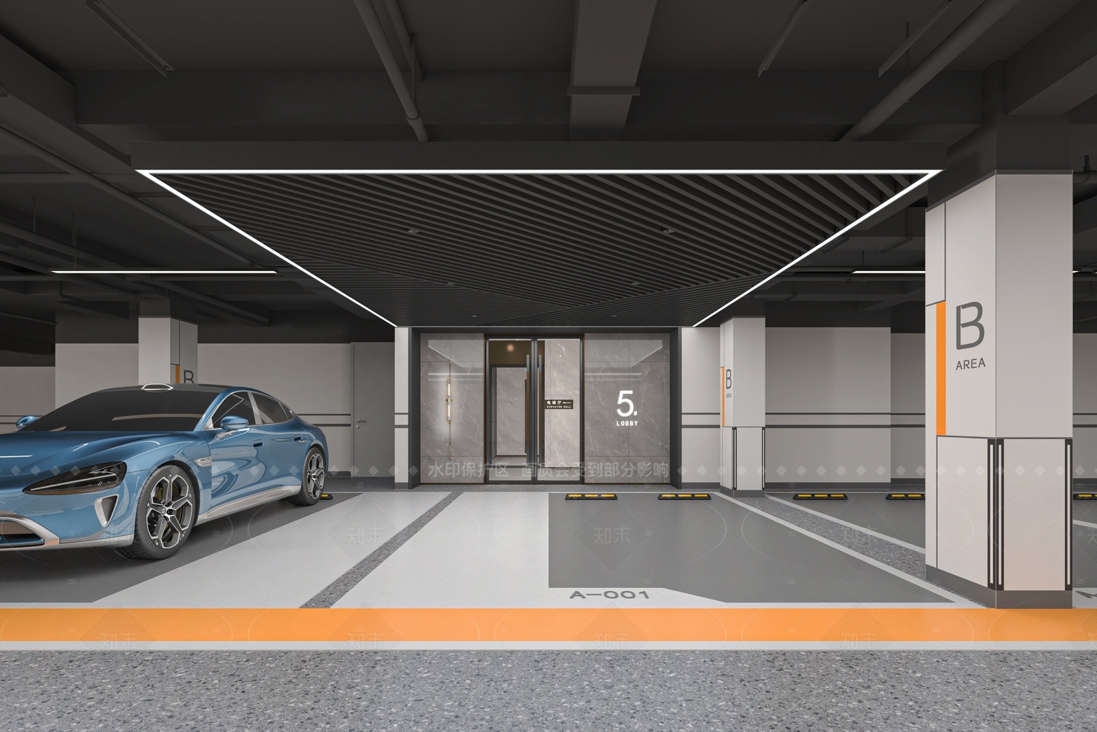 现代简约地下车库3D模型下载【ID:1206086735】