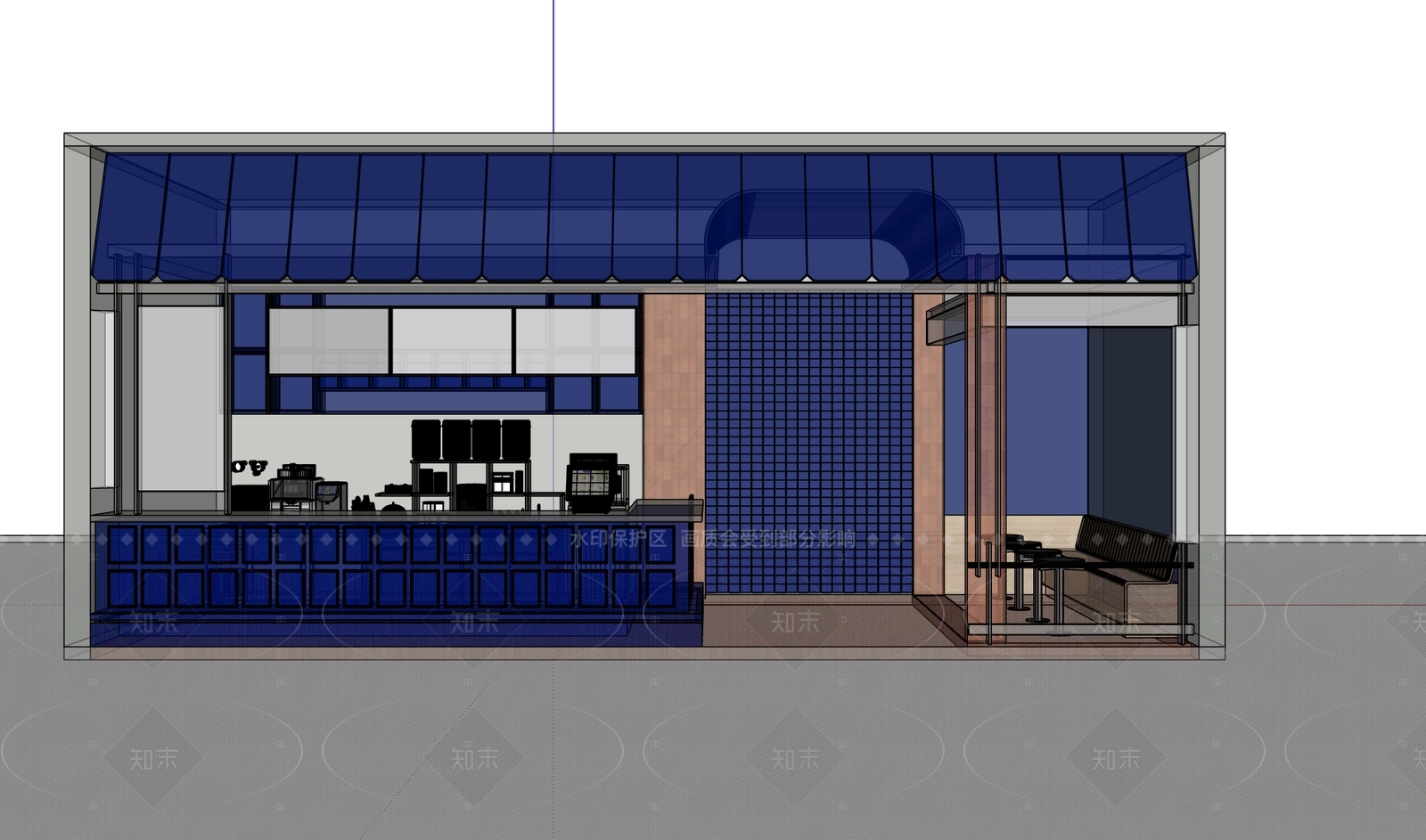 现代复古奶茶店SU模型下载【ID:1206087094】