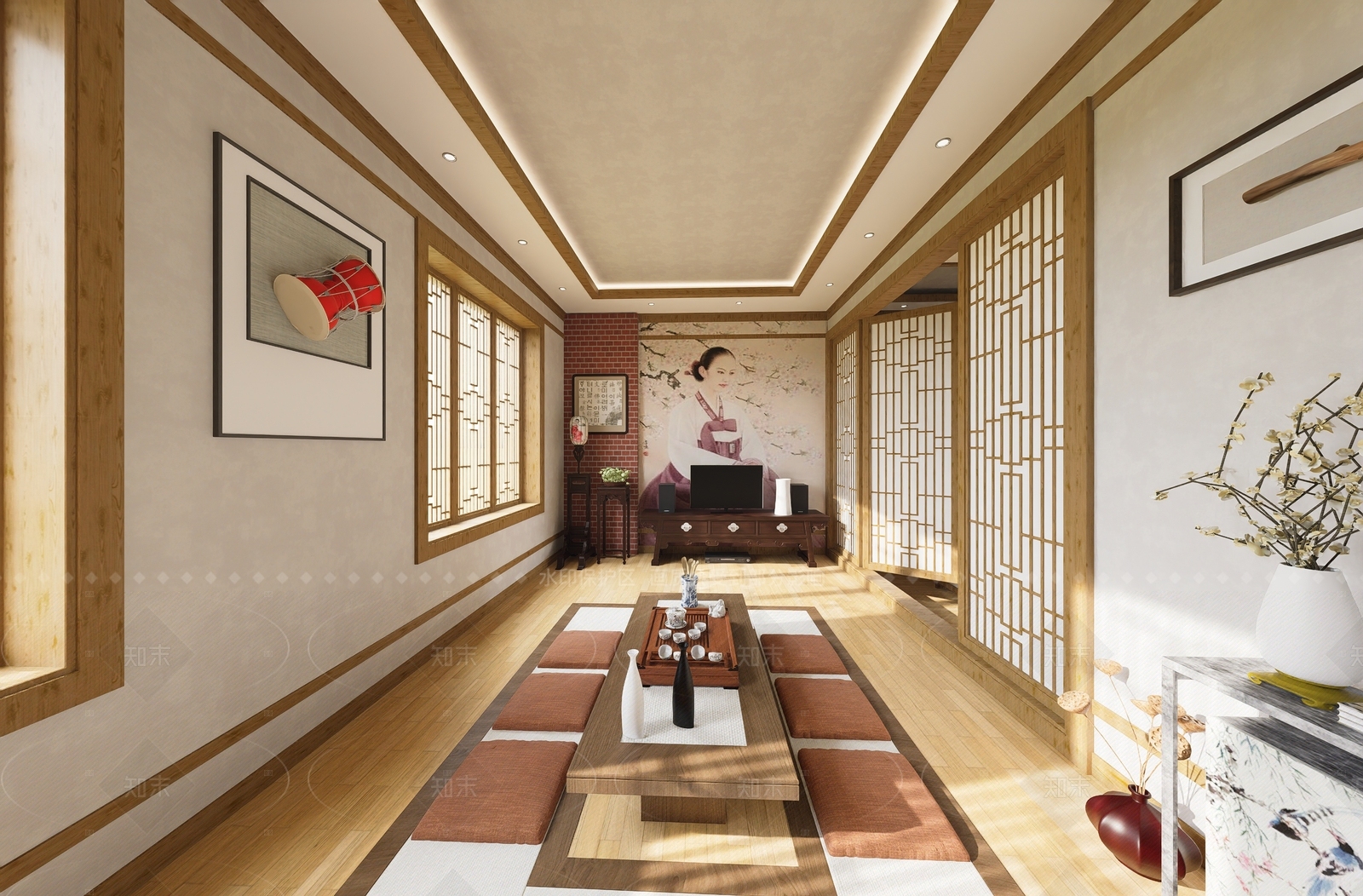 中式民宿客房SU模型下载【ID:1206087424】