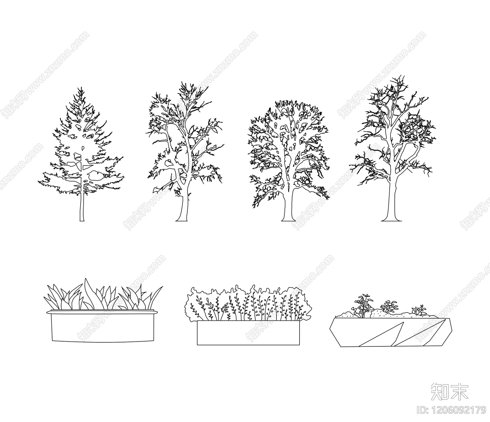 综合植物图库cad施工图下载【ID:1206092179】