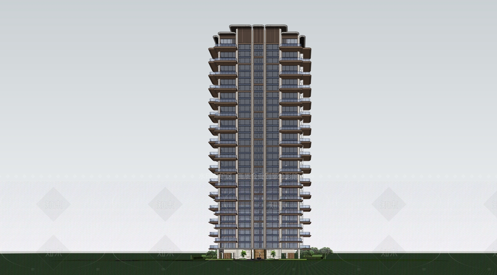 现代高层住宅SU模型下载【ID:1206095258】