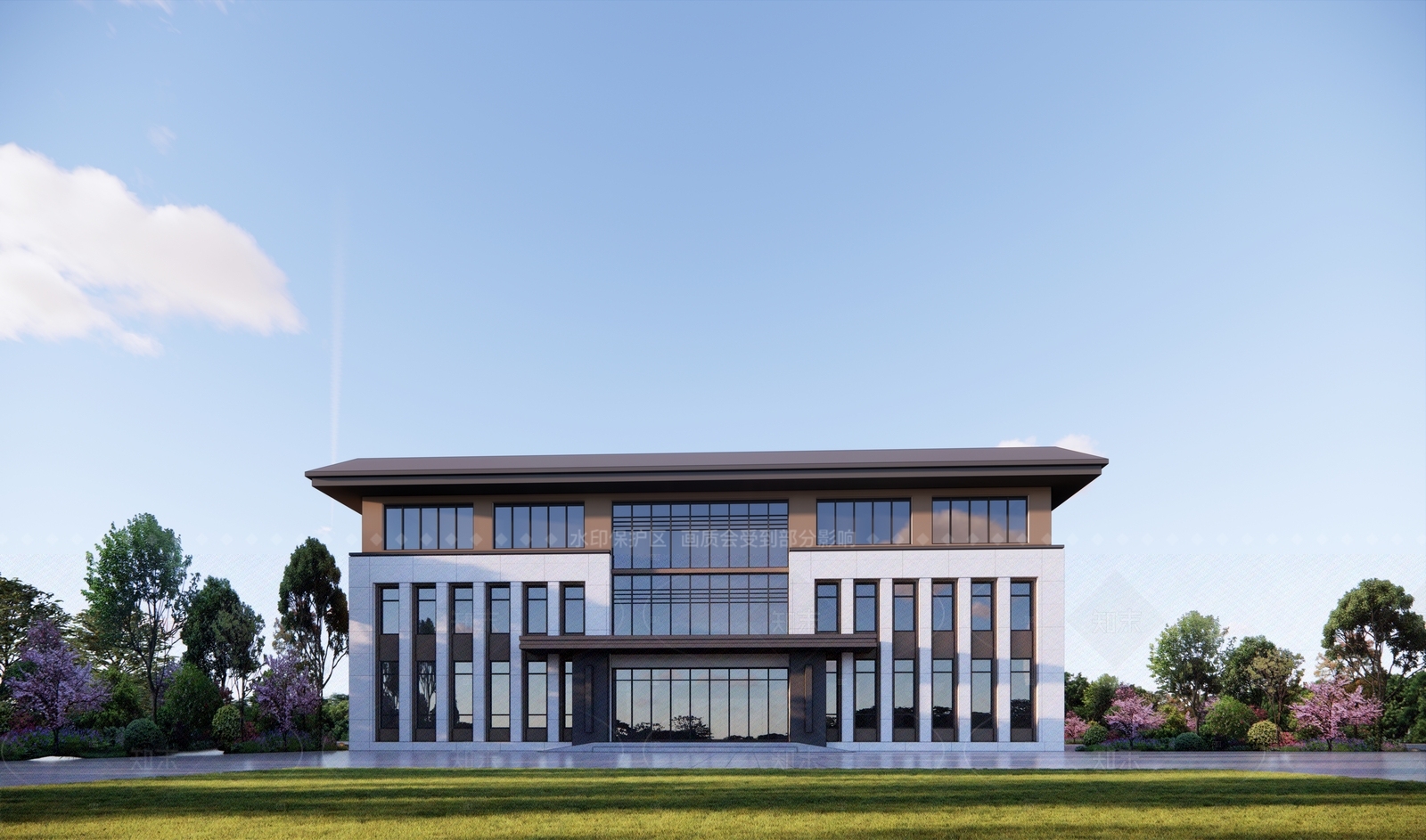 现代新中式政府办公楼SU模型下载【ID:1206095442】