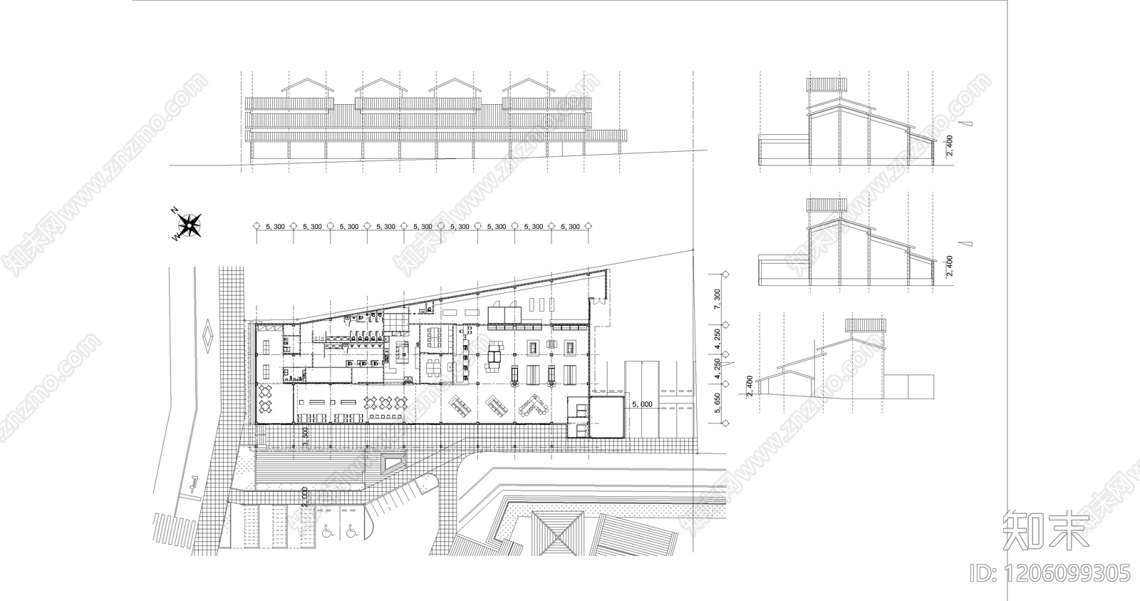 现代农贸市场建筑施工图下载【ID:1206099305】