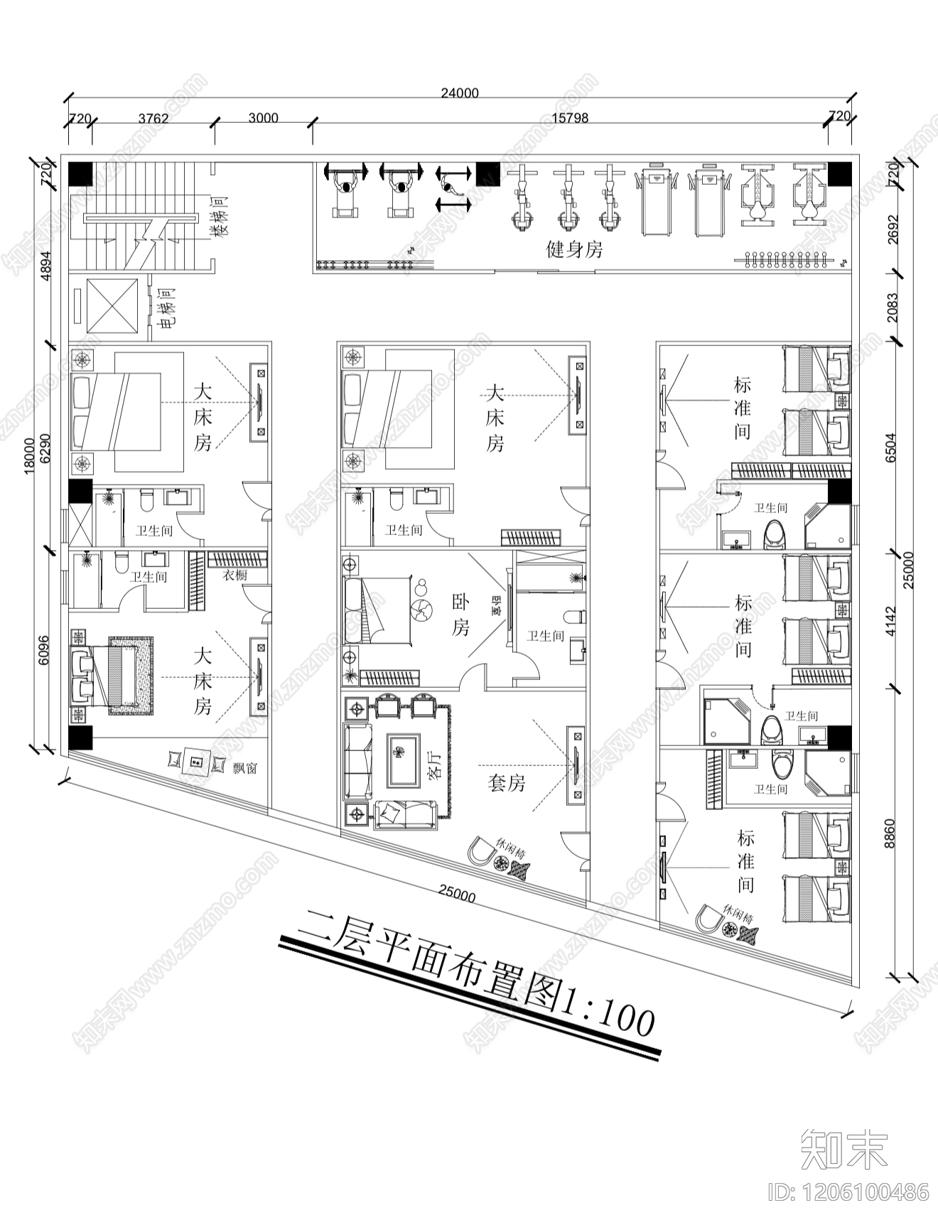 酒店cad施工图下载【ID:1206100486】