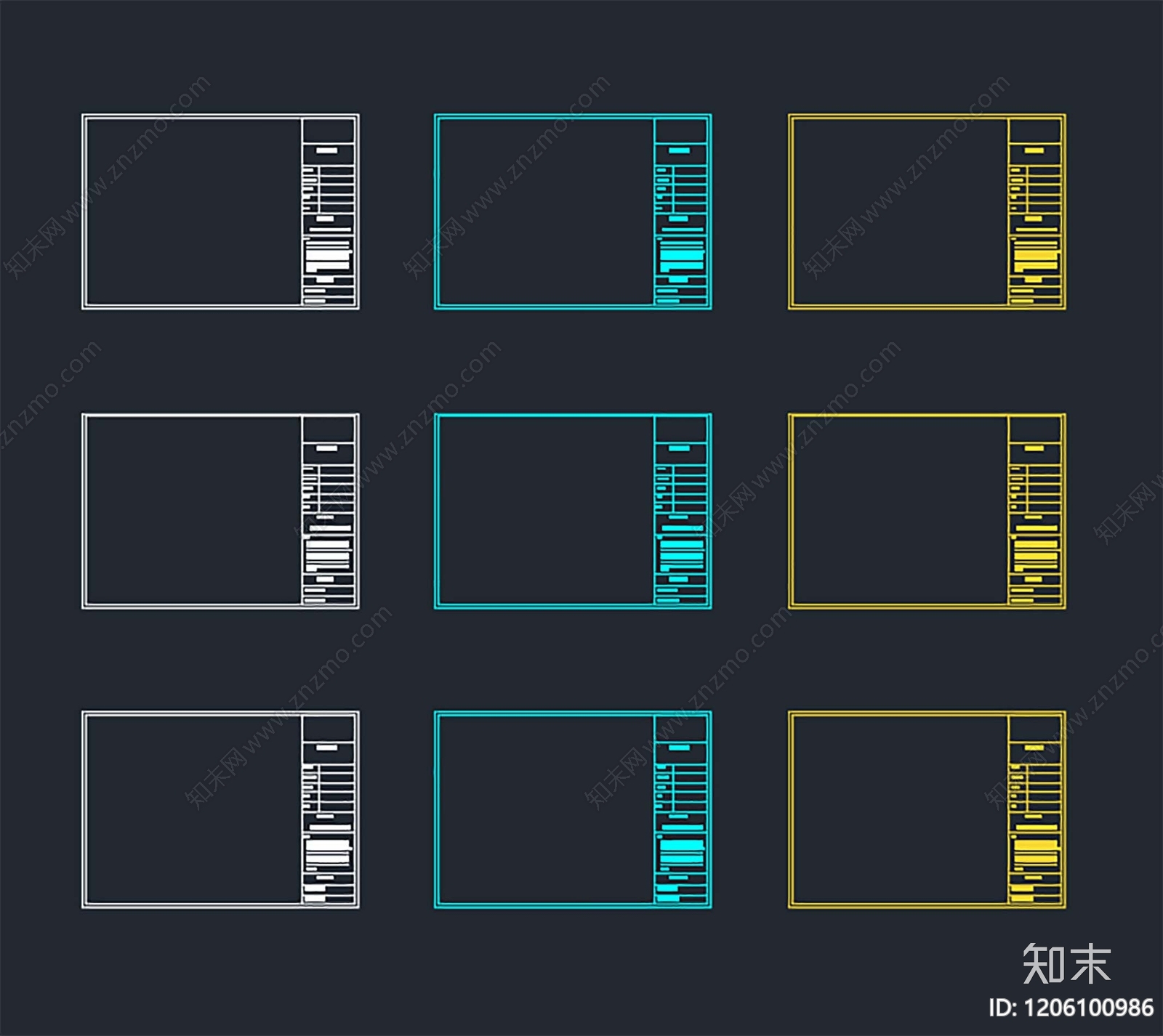 现代图框cad施工图下载【ID:1206100986】