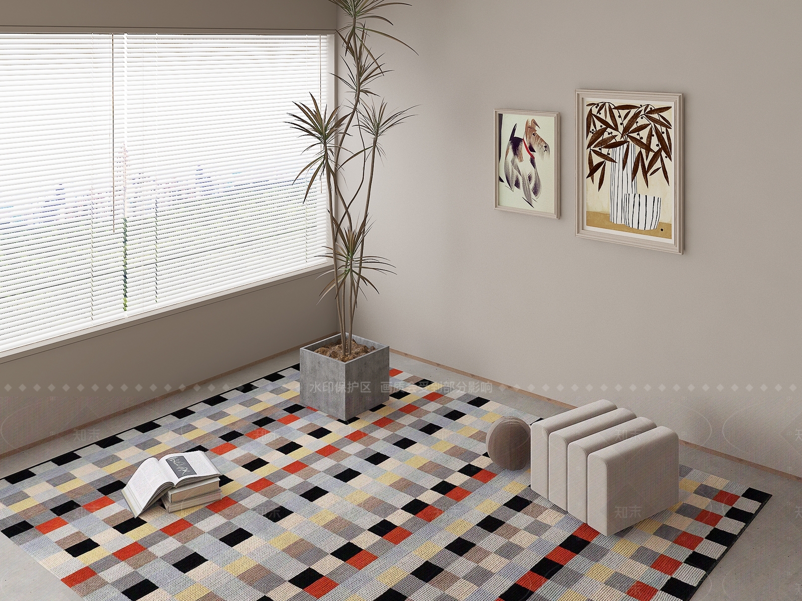 现代北欧地毯3D模型下载【ID:1206102310】