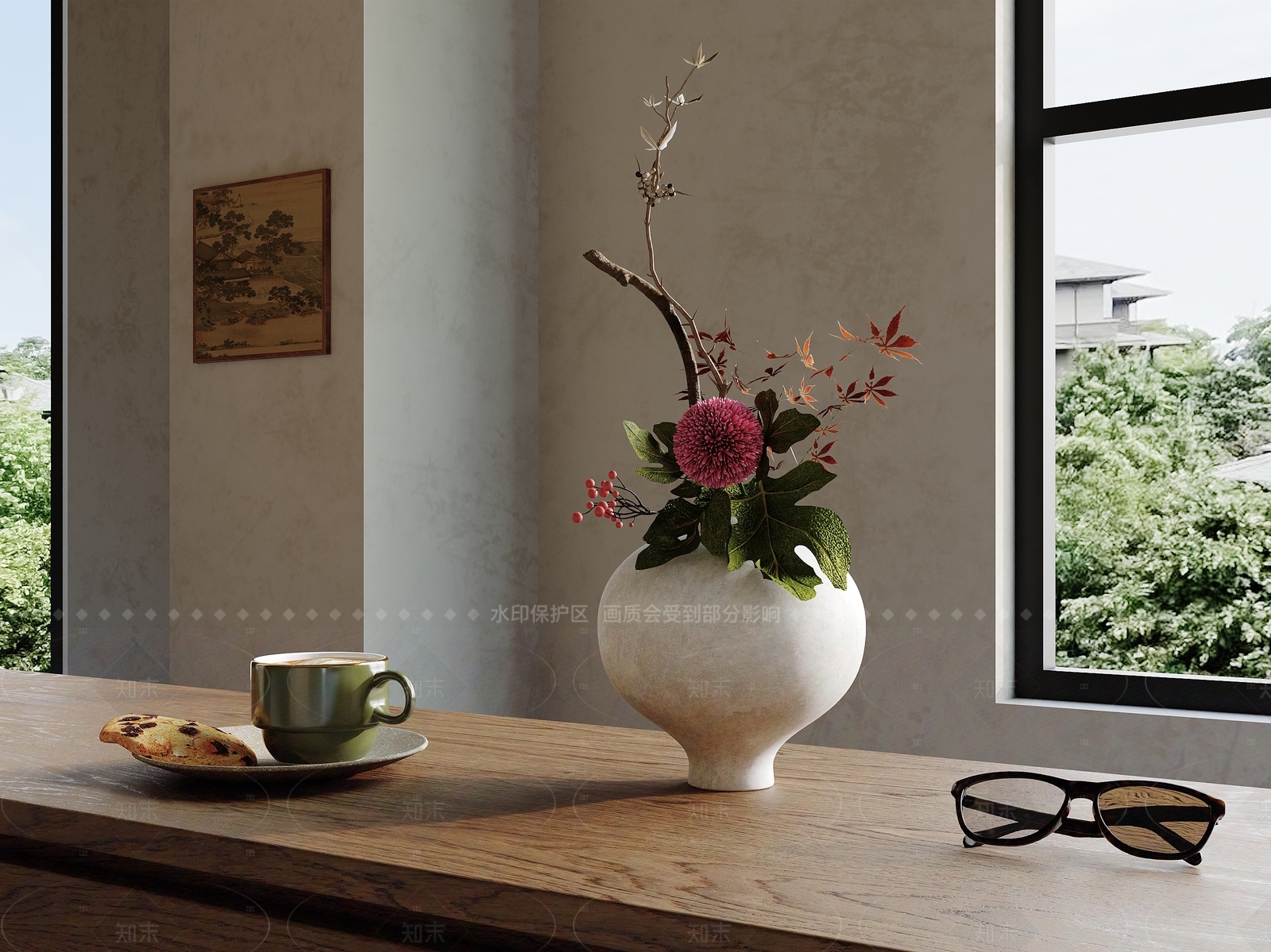新中式现代花艺3D模型下载【ID:1206102750】