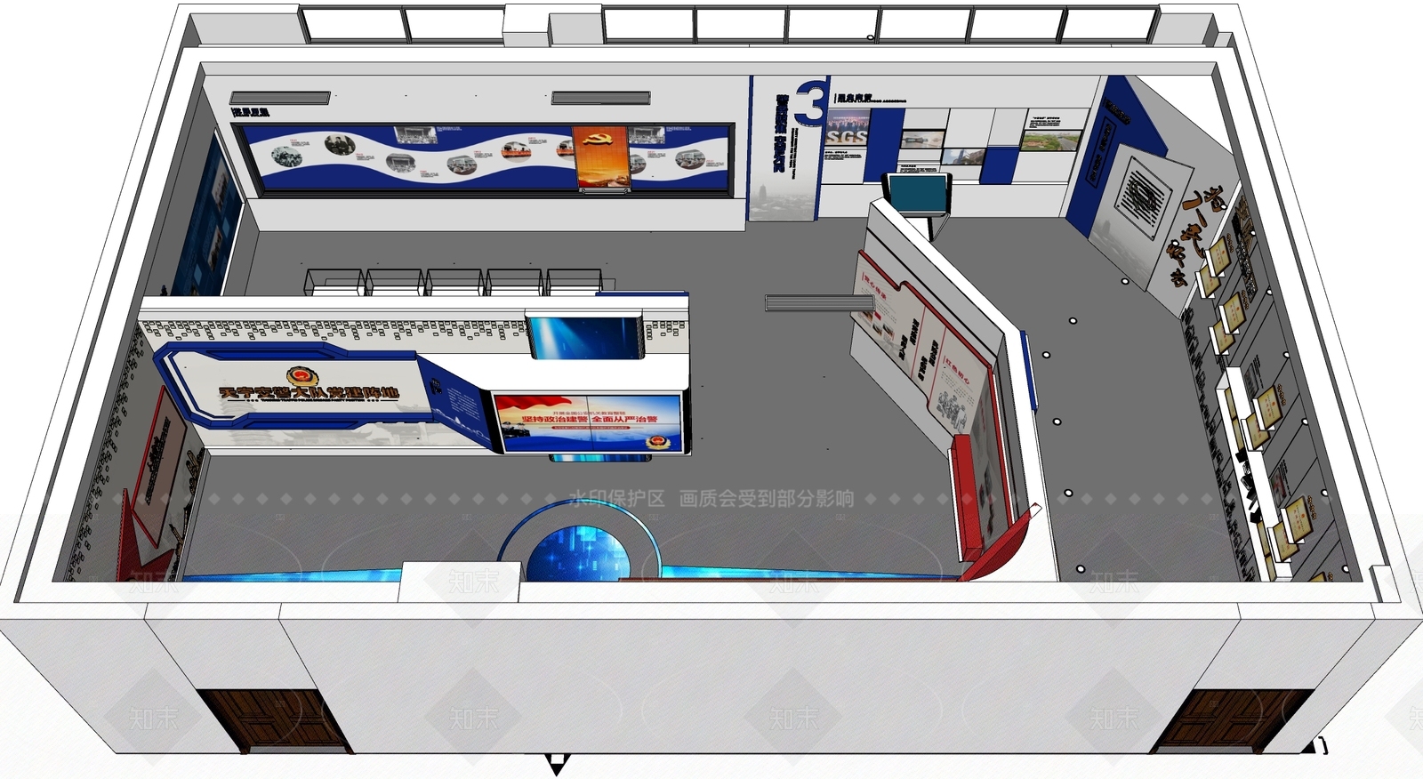 现代党建展厅SU模型下载【ID:1206107613】