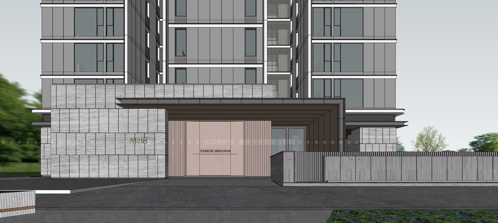 现代简约高层住宅SU模型下载【ID:1206108206】