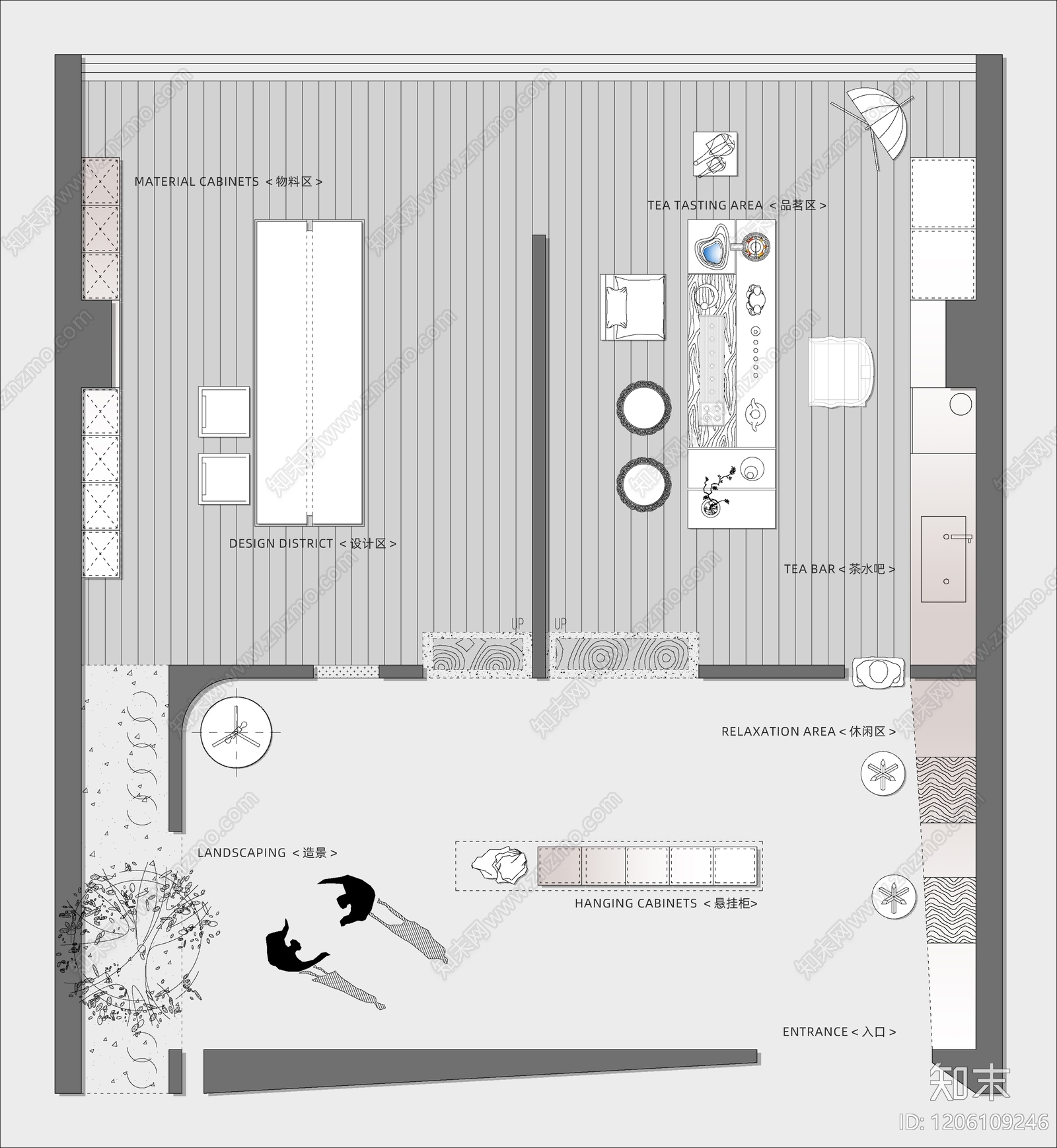 现代工作室cad施工图下载【ID:1206109246】