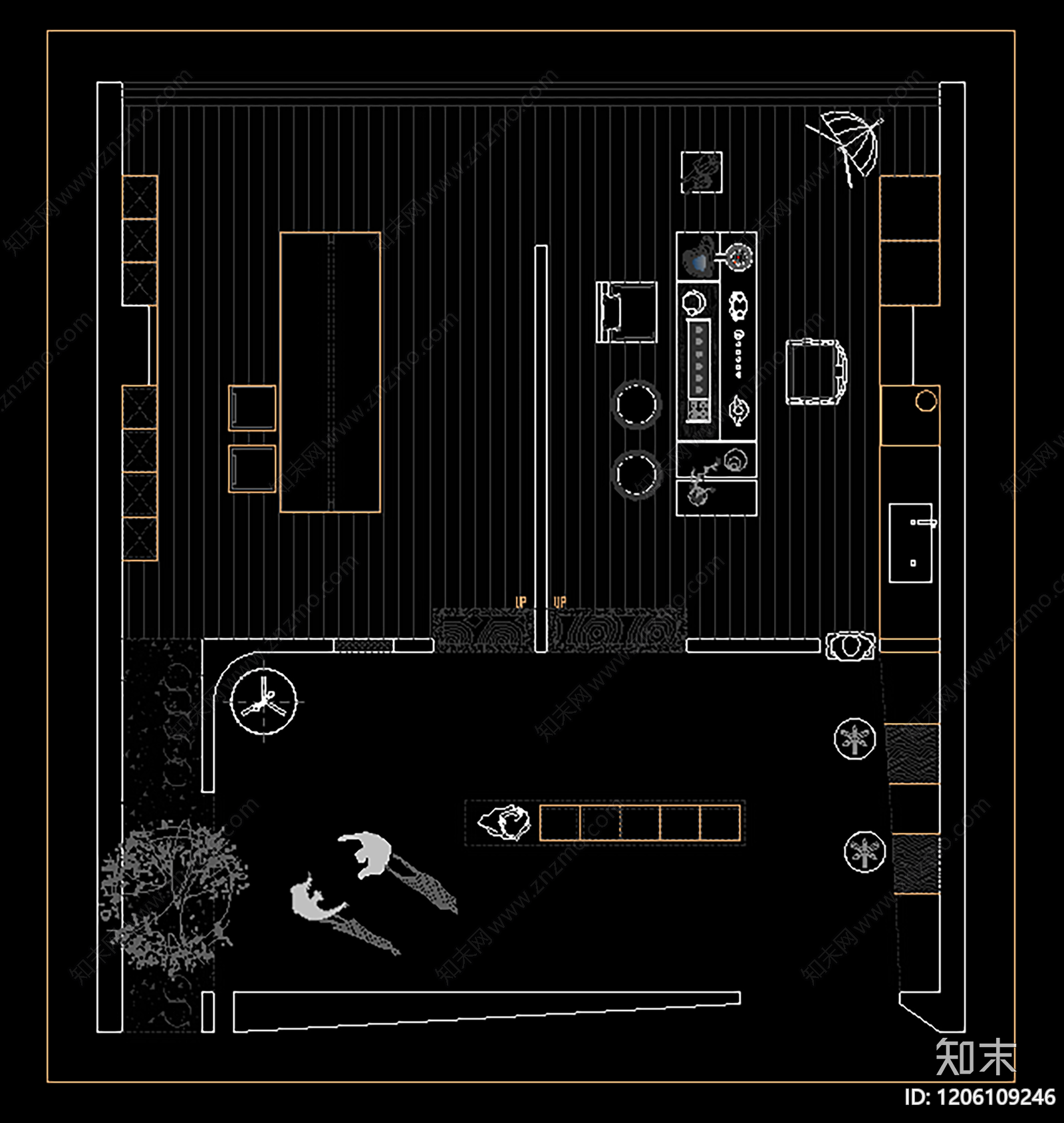 现代工作室cad施工图下载【ID:1206109246】