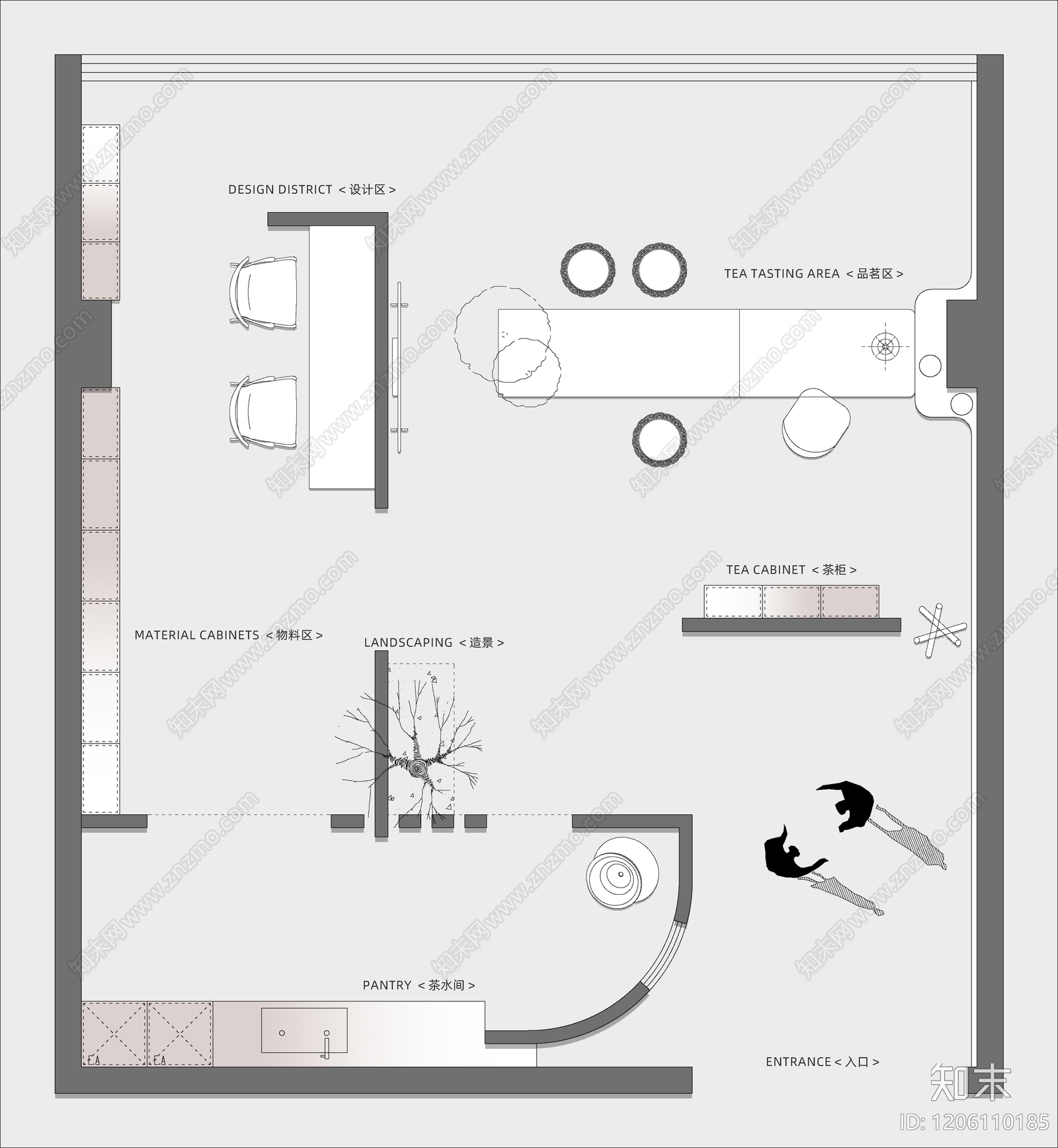 现代工作室cad施工图下载【ID:1206110185】