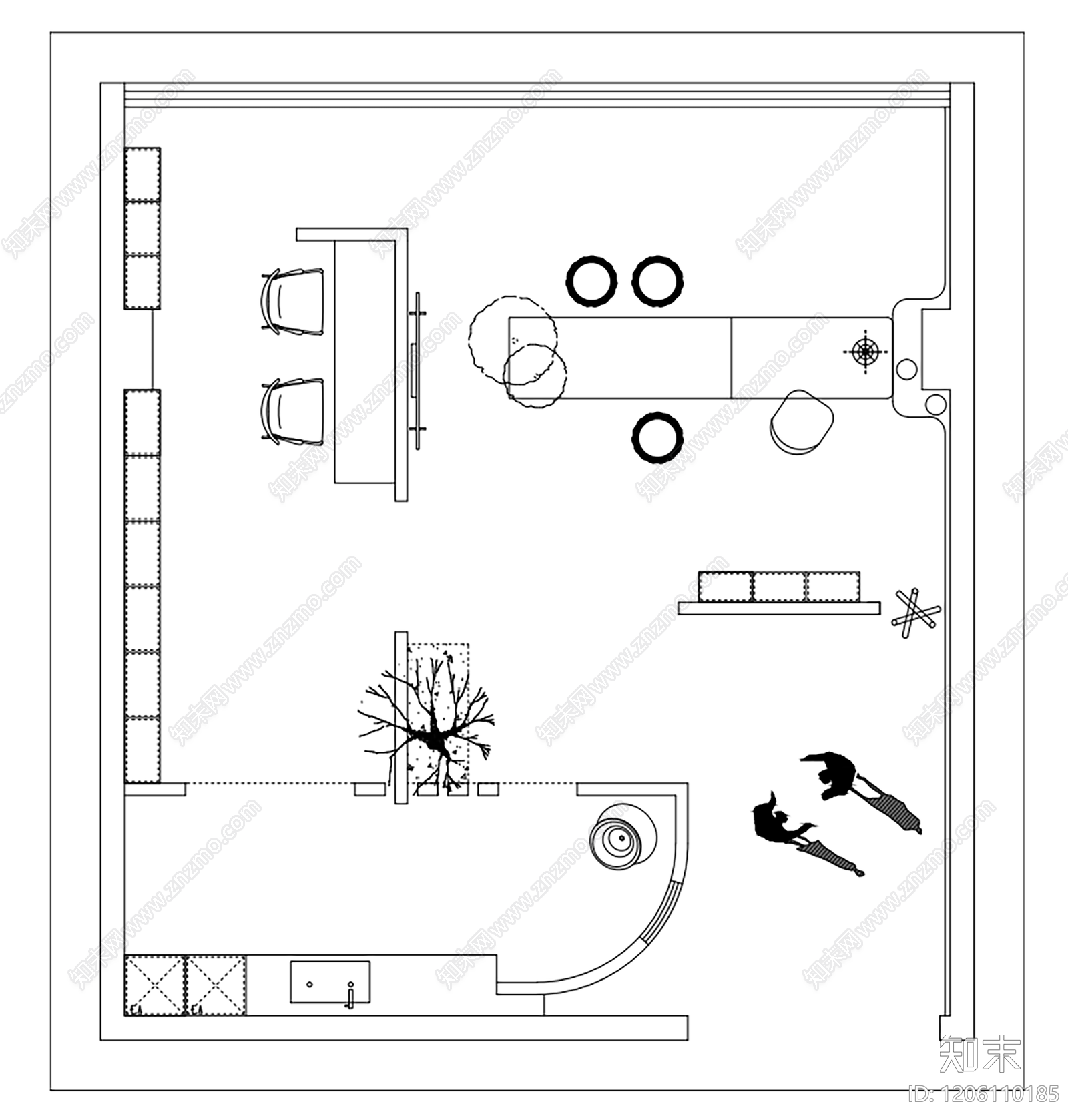 现代工作室cad施工图下载【ID:1206110185】