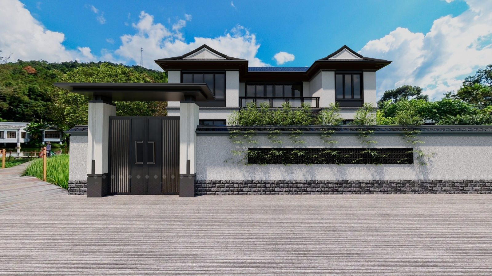 新中式中式乡村民房SU模型下载【ID:1207644392】