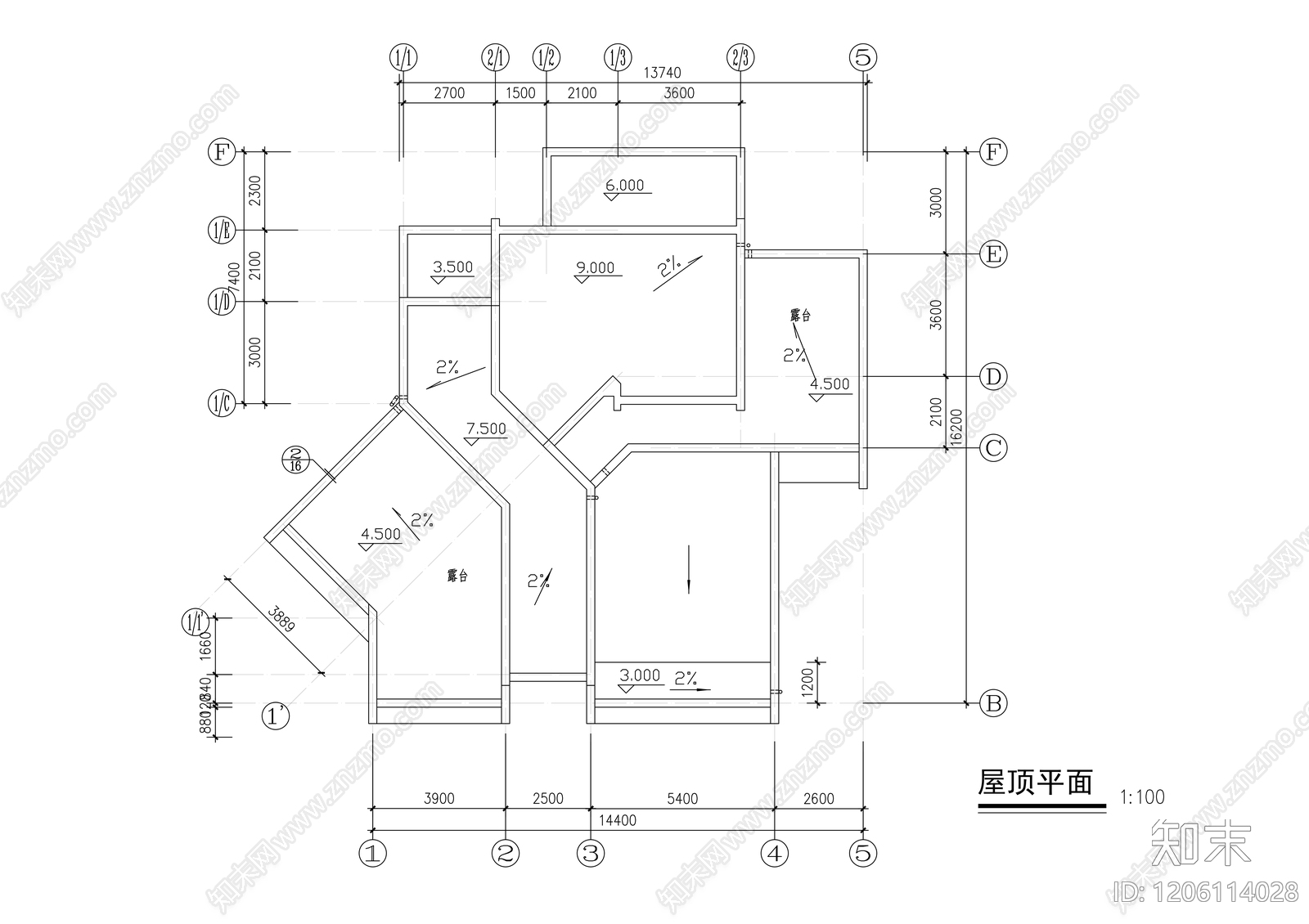 现代别墅建筑cad施工图下载【ID:1206114028】