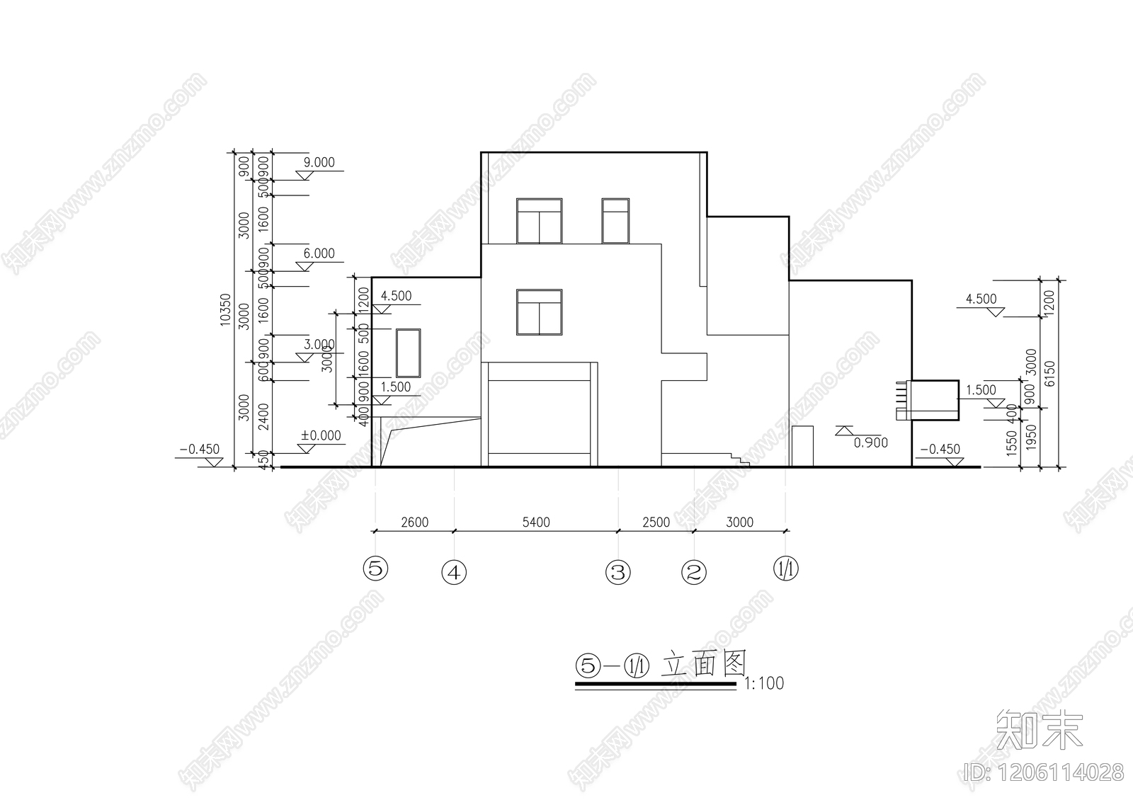 现代别墅建筑cad施工图下载【ID:1206114028】
