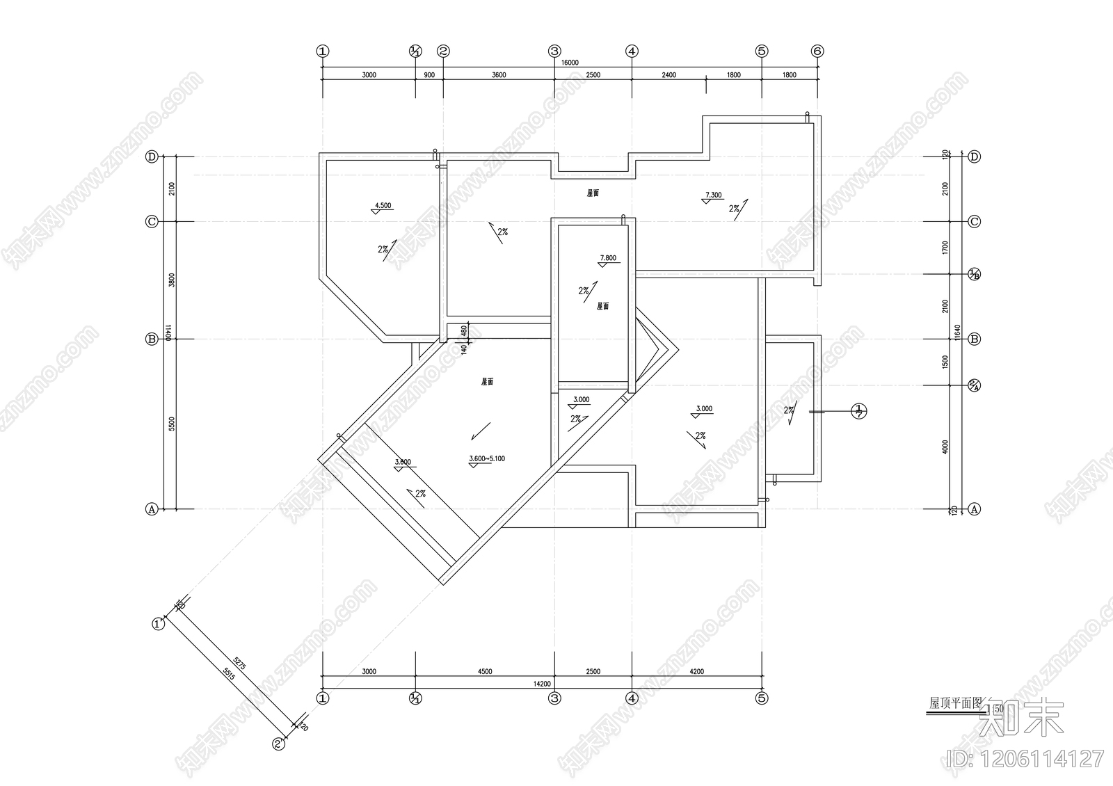 现代别墅建筑cad施工图下载【ID:1206114127】
