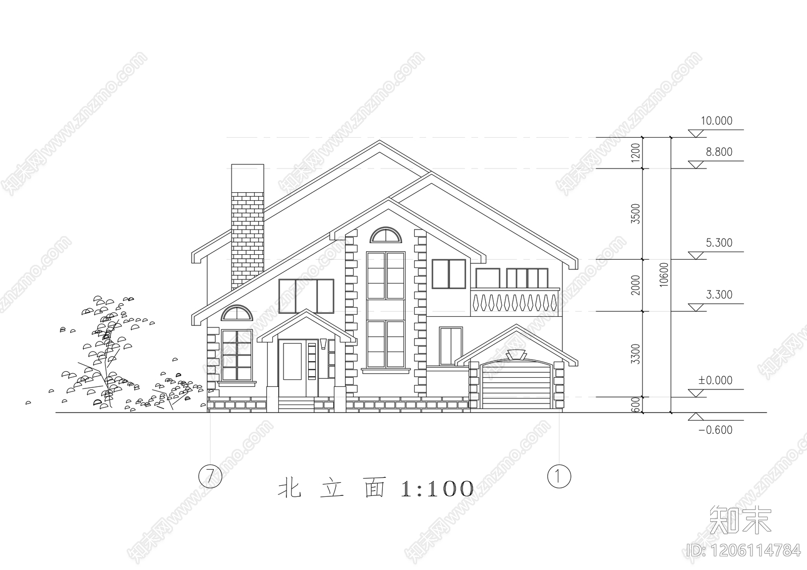 现代别墅建筑施工图下载【ID:1206114784】