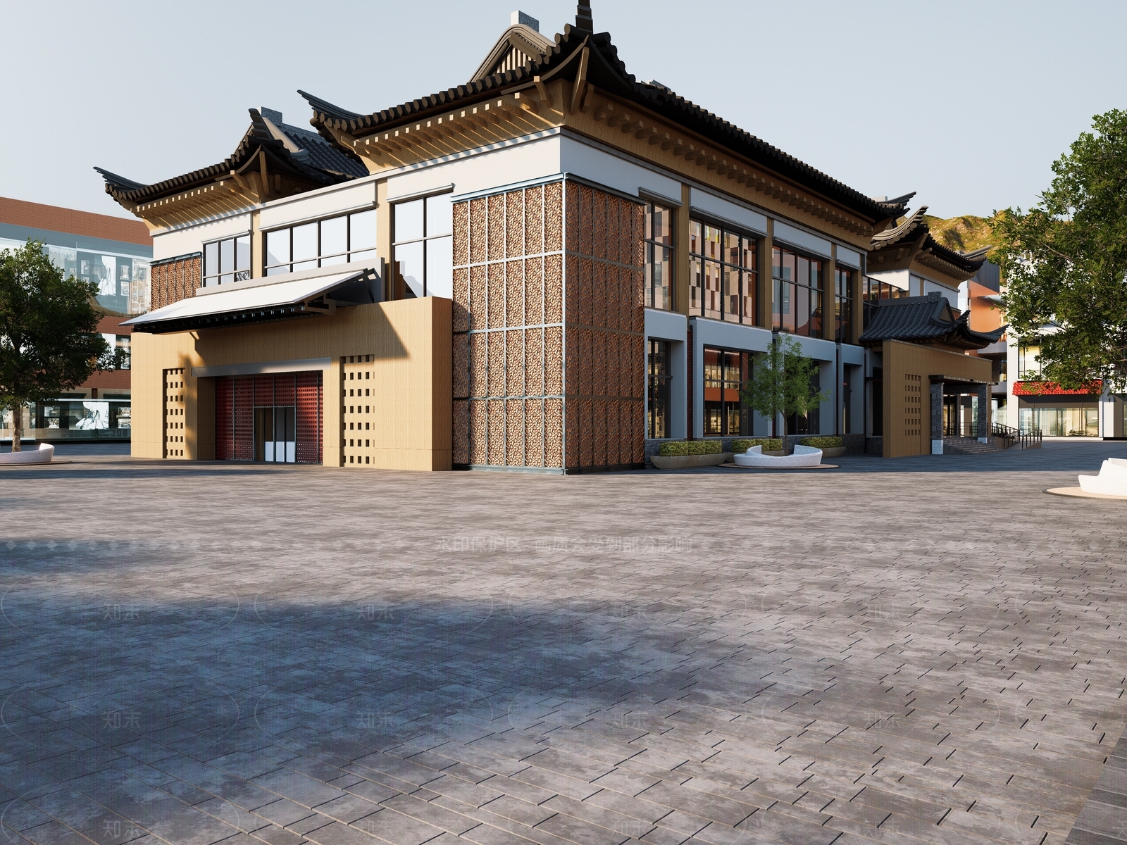 新中式中式博物馆SU模型下载【ID:1206114810】