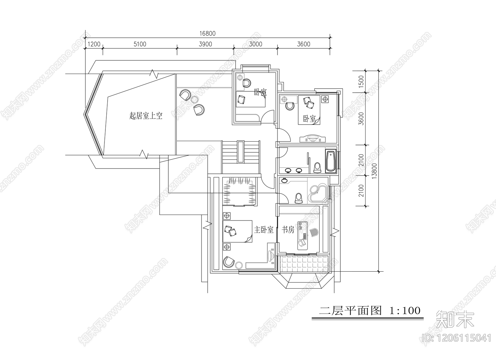 现代别墅建筑cad施工图下载【ID:1206115041】