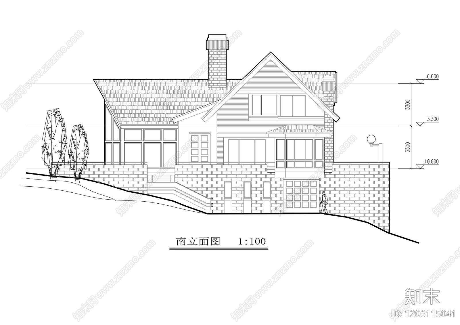 现代别墅建筑施工图下载【ID:1206115041】