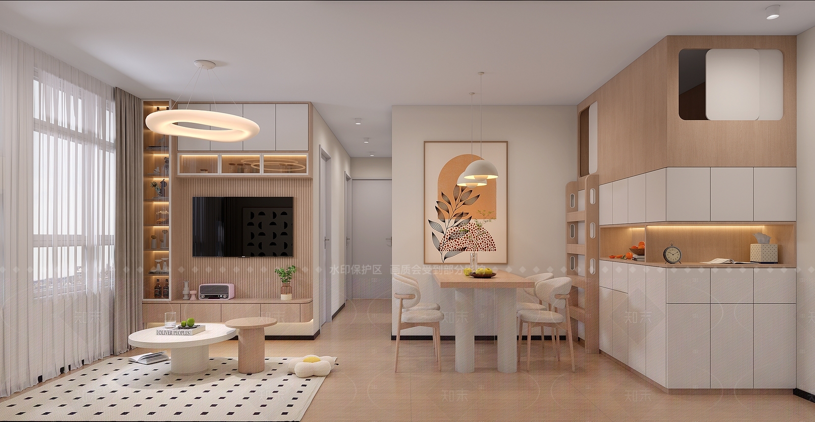 北欧原木客餐厅3D模型下载【ID:1206117094】