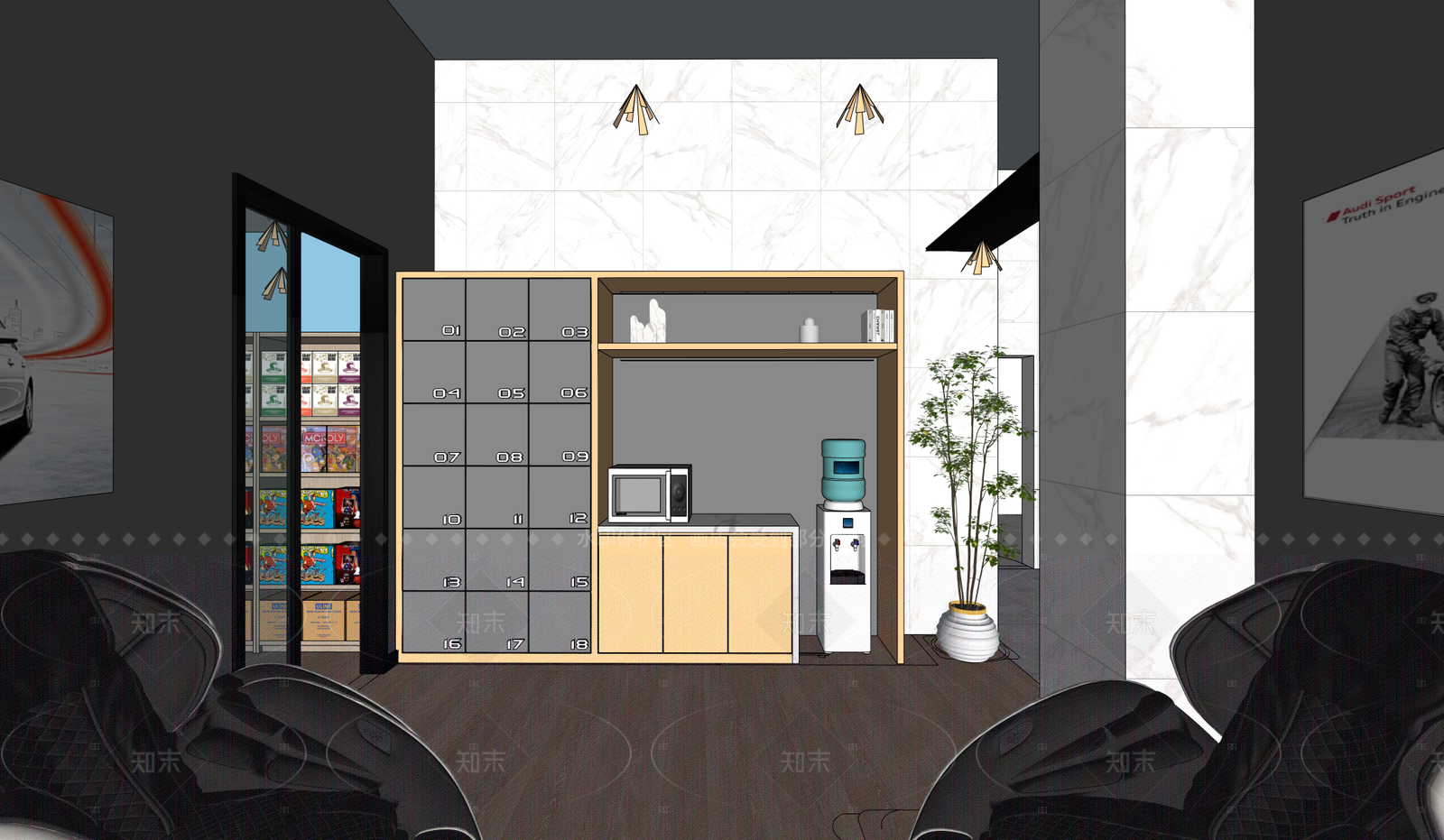 现代北欧烟酒店SU模型下载【ID:1206117267】