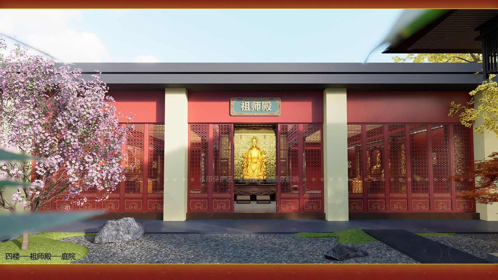 新中式佛堂SU模型下载【ID:1206136646】