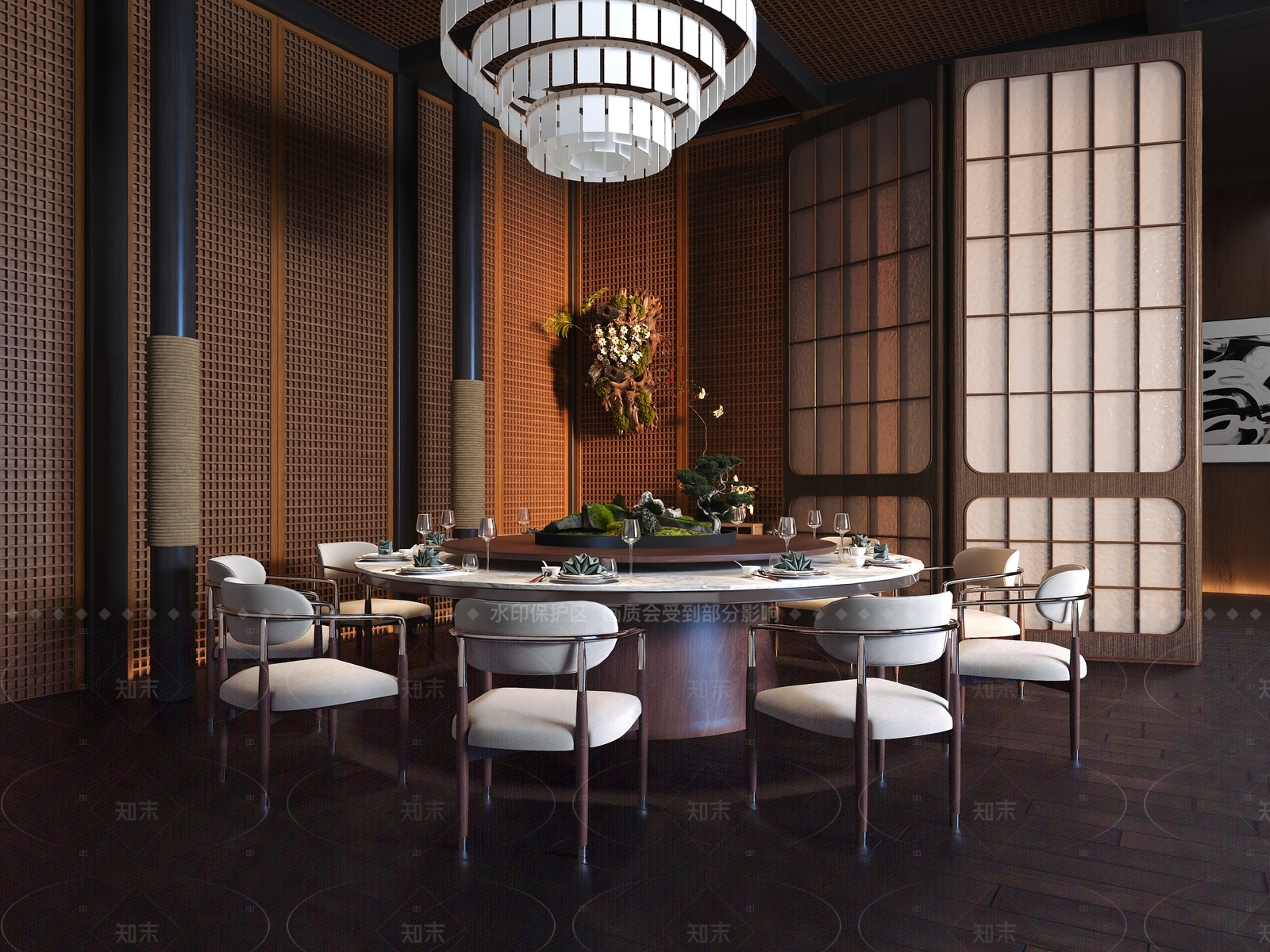 新中式中餐厅3D模型下载【ID:1206119876】