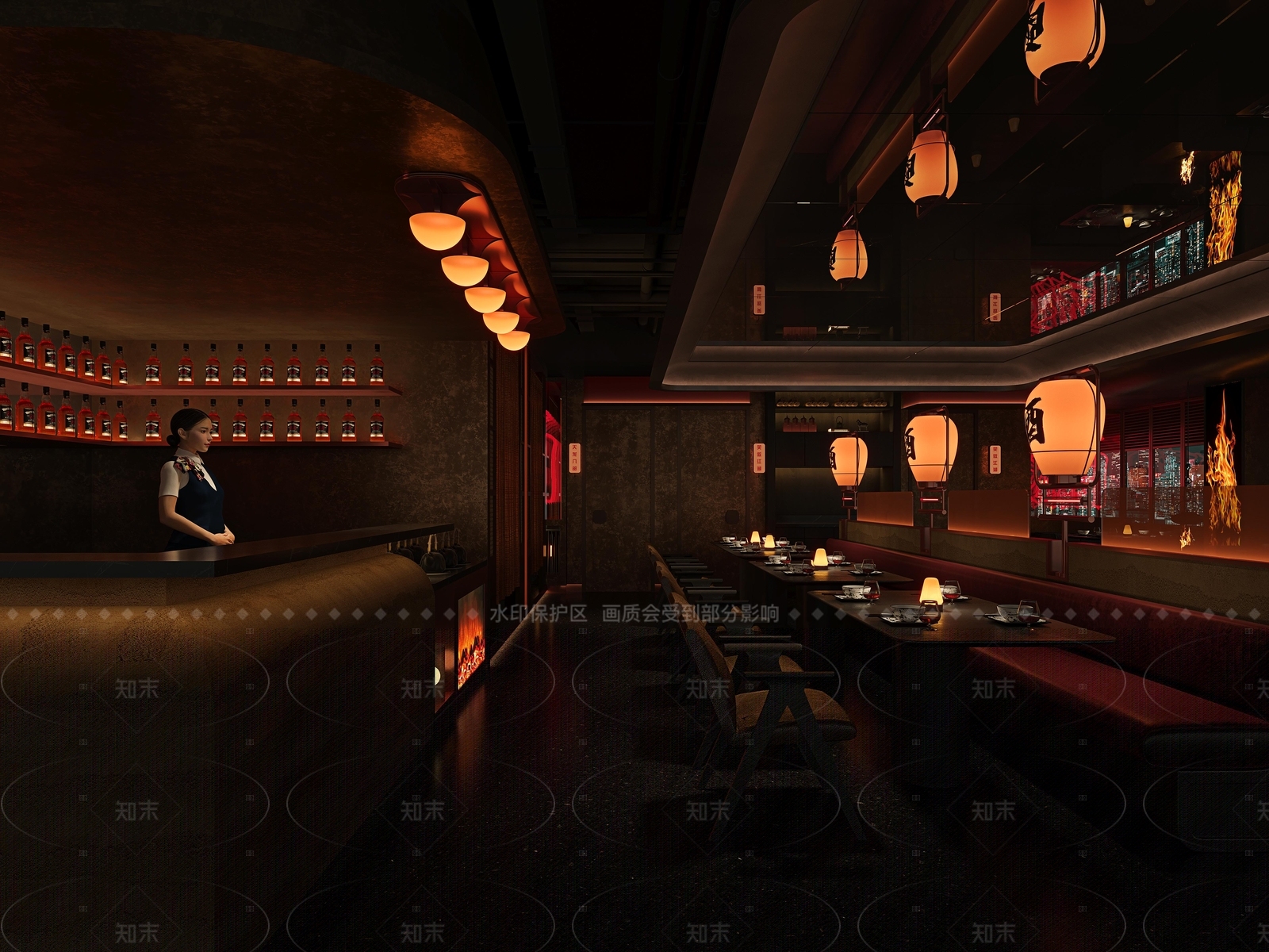 轻奢现代酒吧3D模型下载【ID:1206121373】