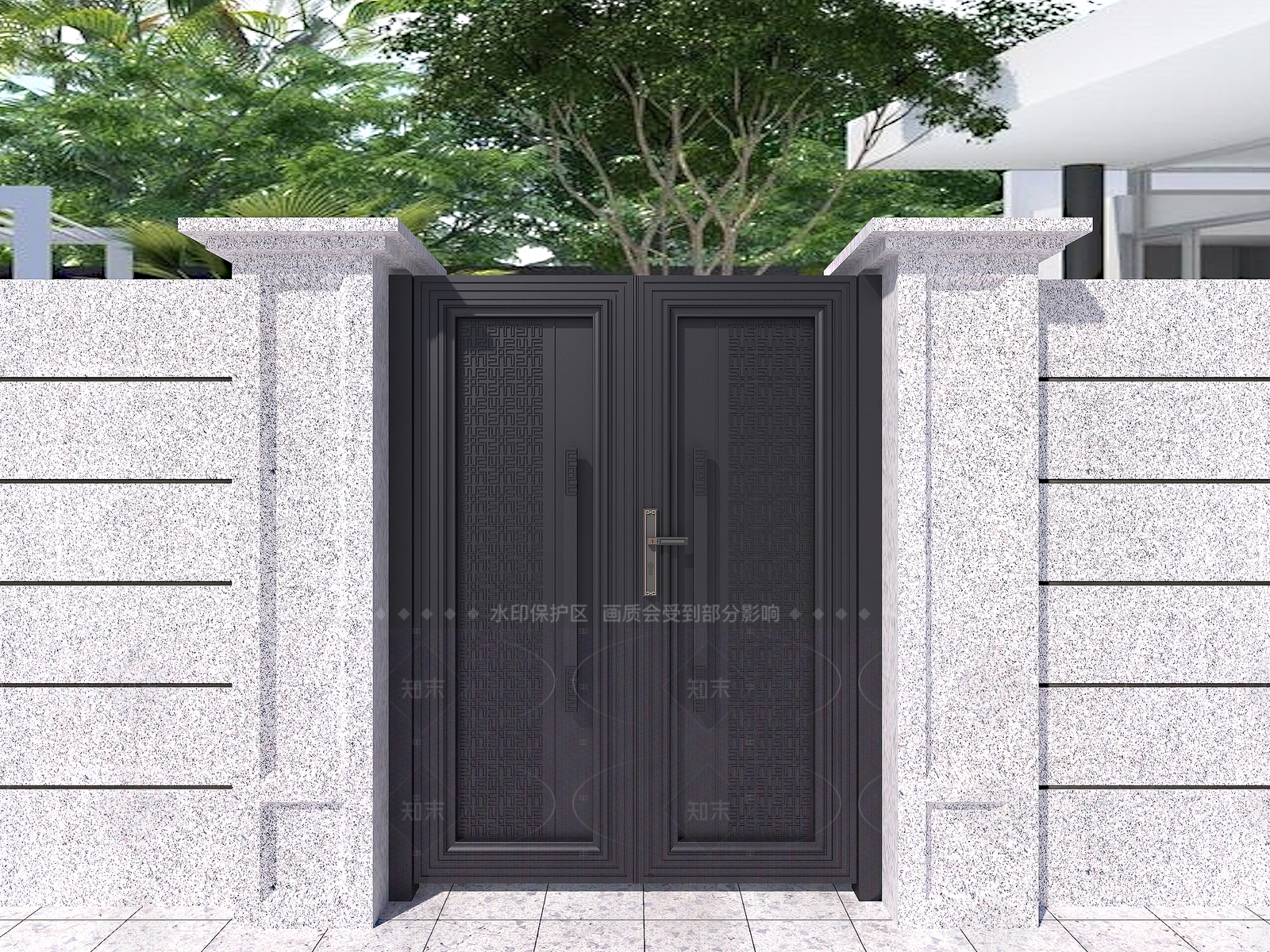 新中式中式大门3D模型下载【ID:1206126203】