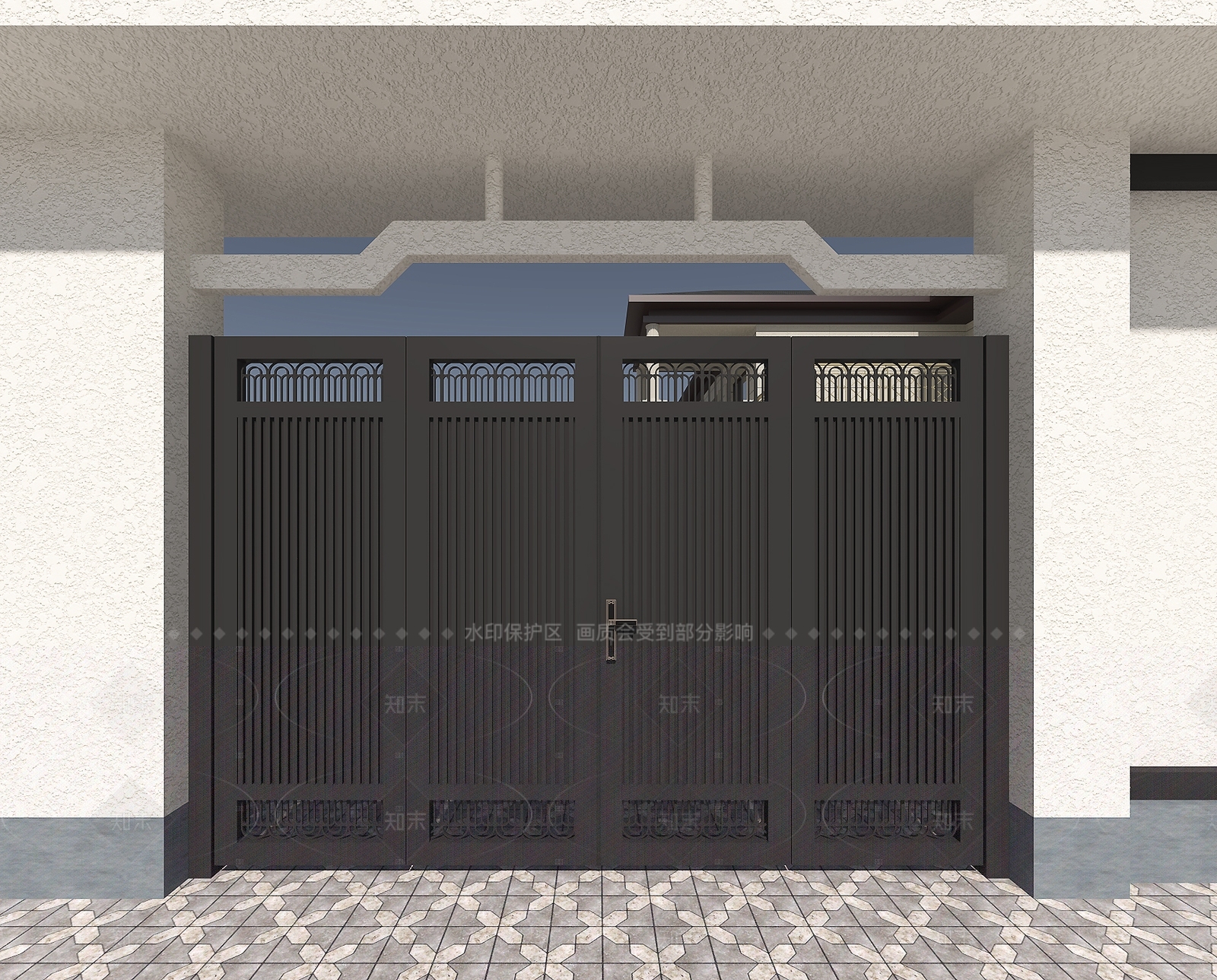 新中式中式大门3D模型下载【ID:1206127346】