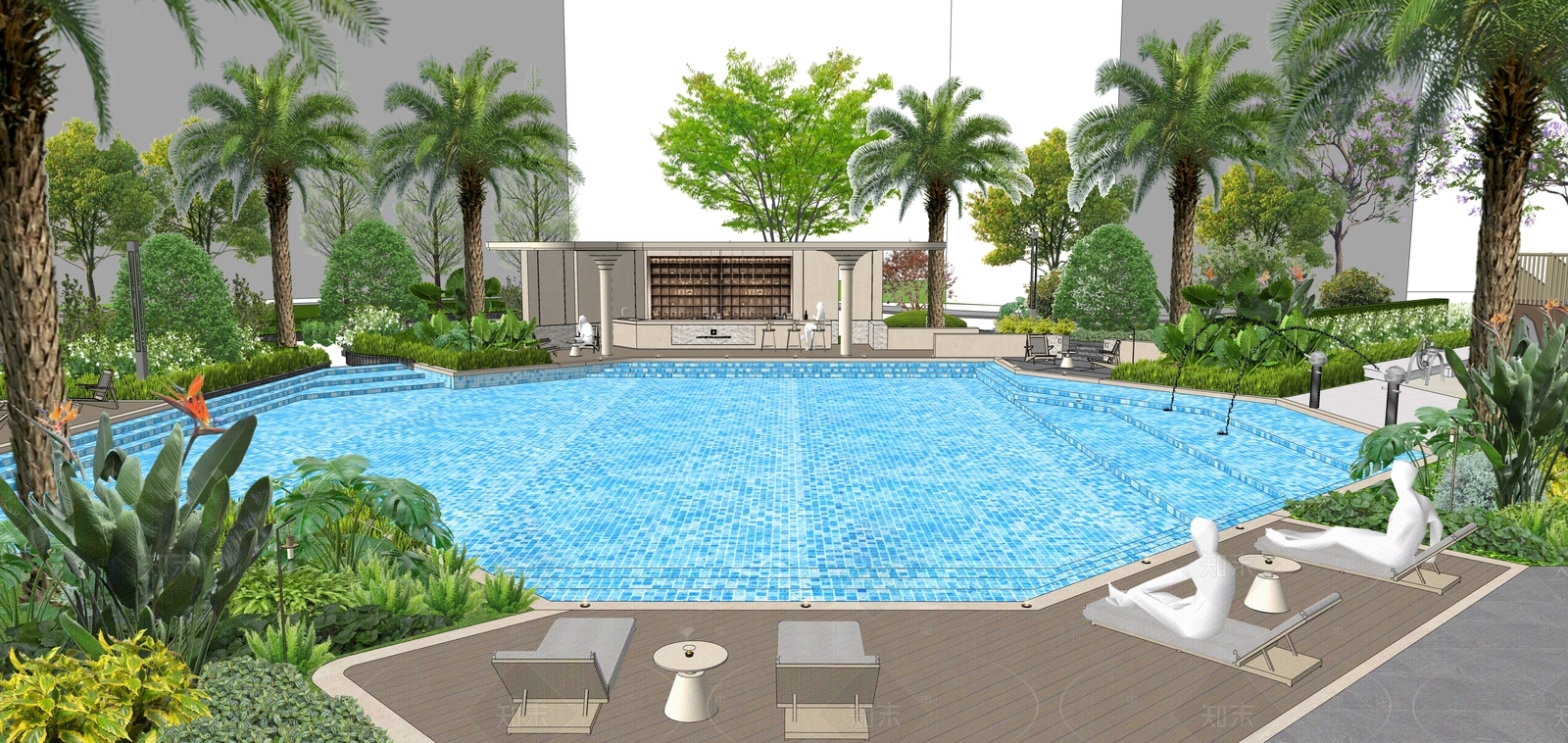 现代简约小区景观SU模型下载【ID:1206132783】