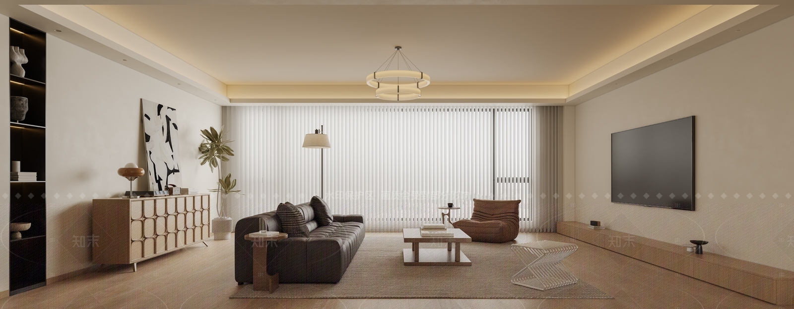 奶油北欧家居客厅3D模型下载【ID:1206132868】